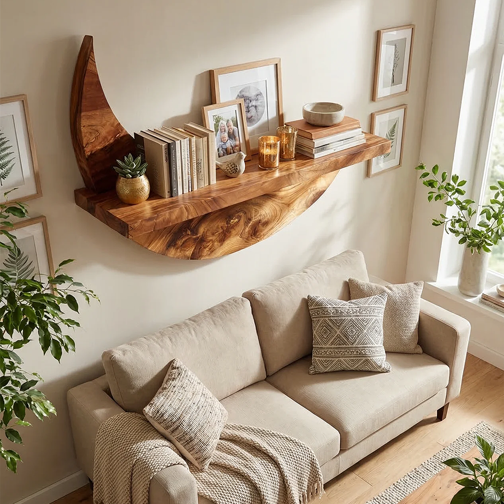 Handcrafted Rustic Wooden Wall Mount Shelf For Entryway Storage