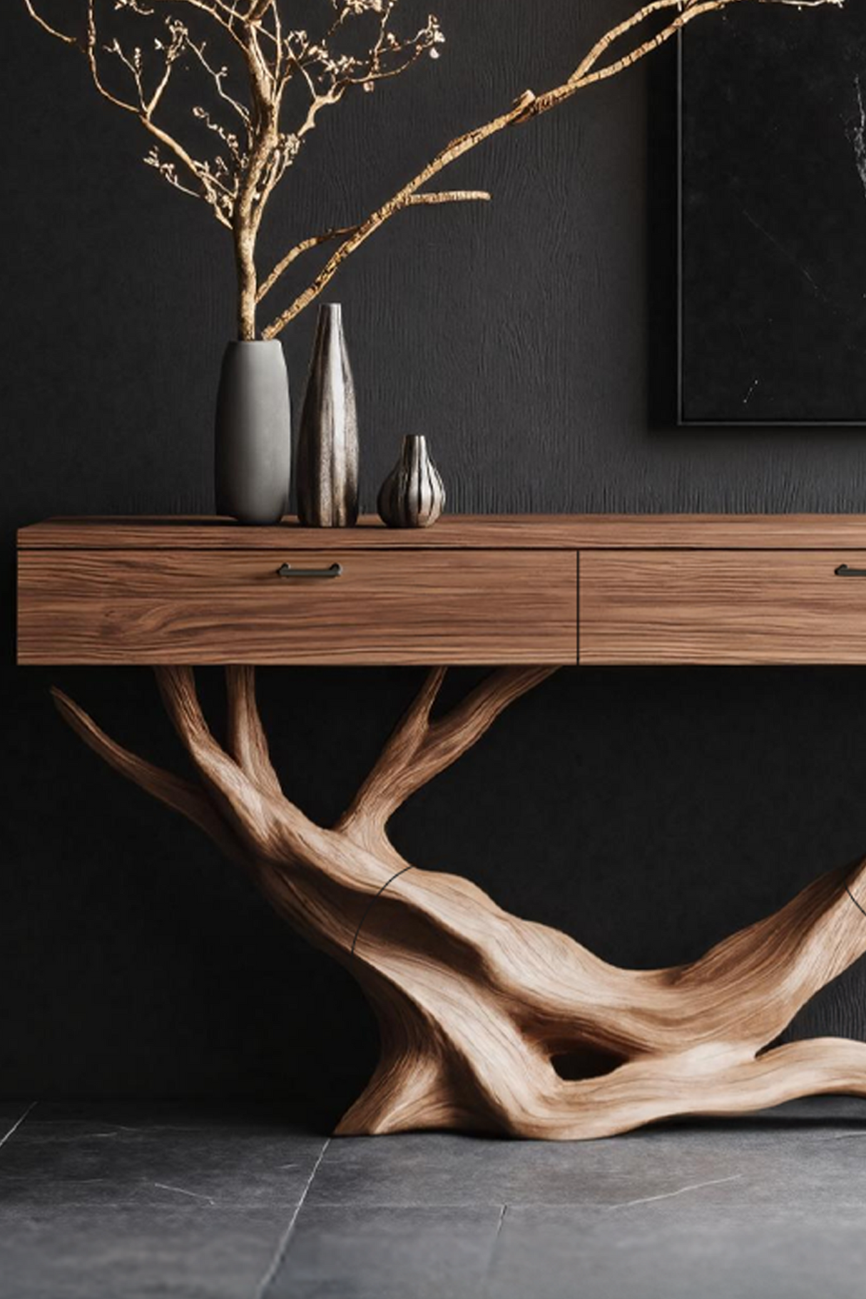 Mid Century Live Edge Entryway Table For Furniture Decor Modern