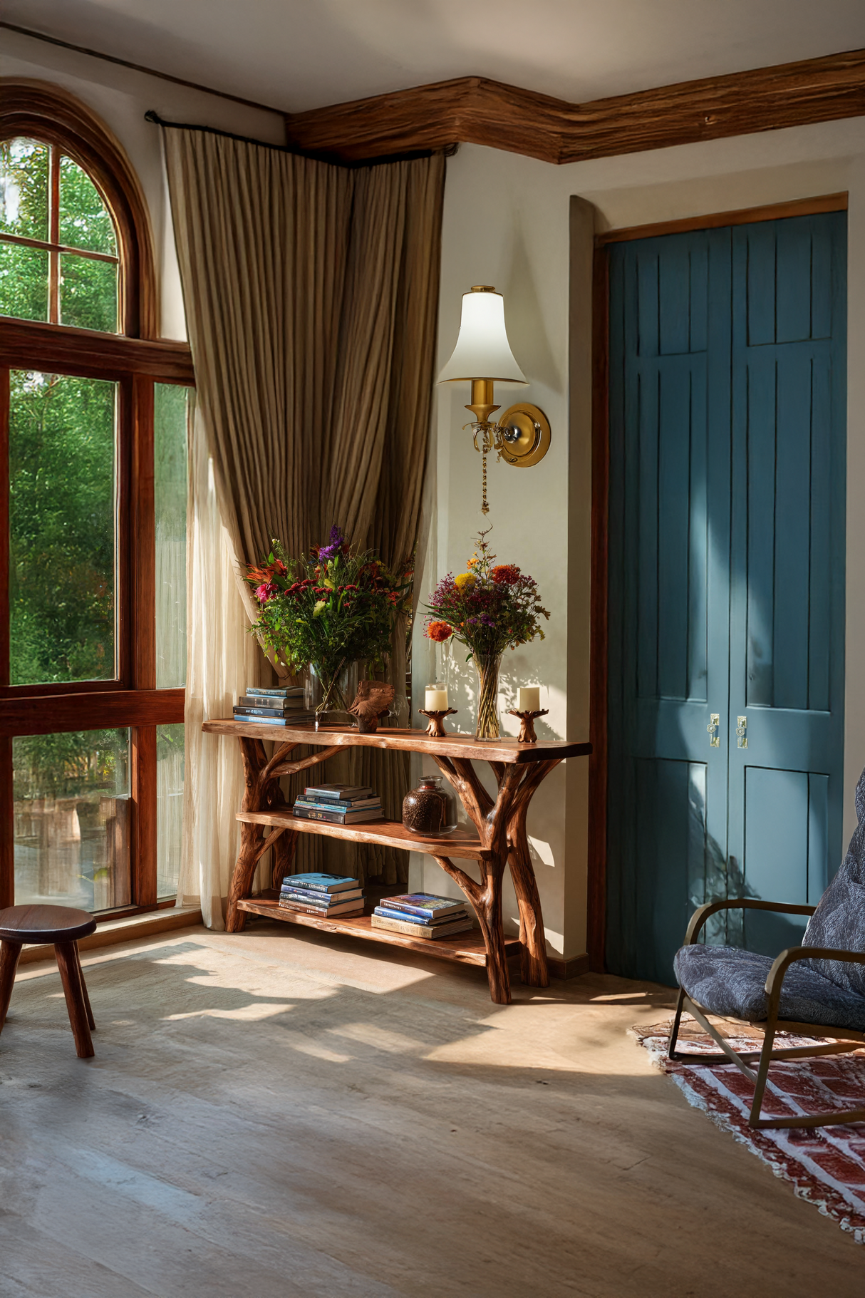 Farmhouse Wooden Live Edge Console Table For Rustic Living Room Decor