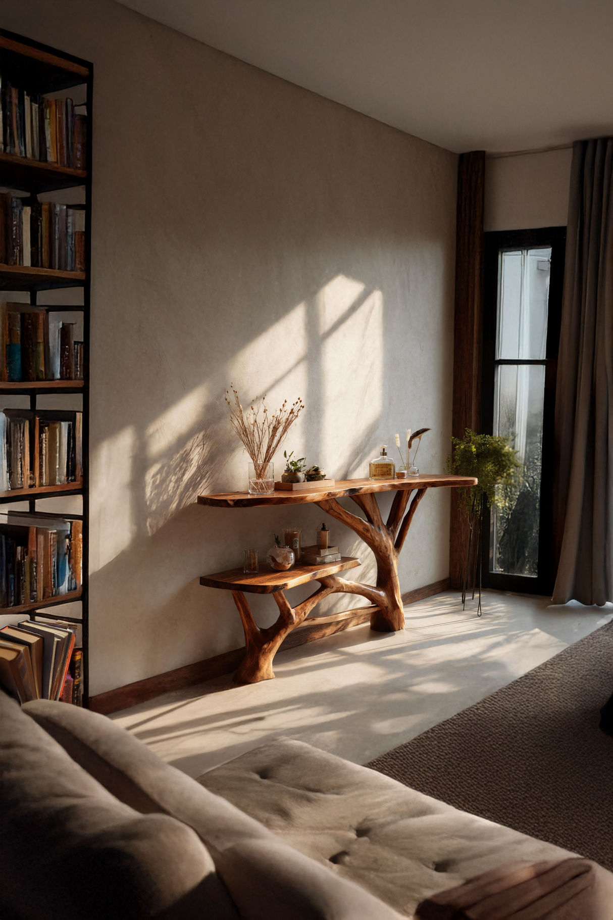 Handcrafted Wooden Live Edge Console Table For Contemporary Furniture Decor