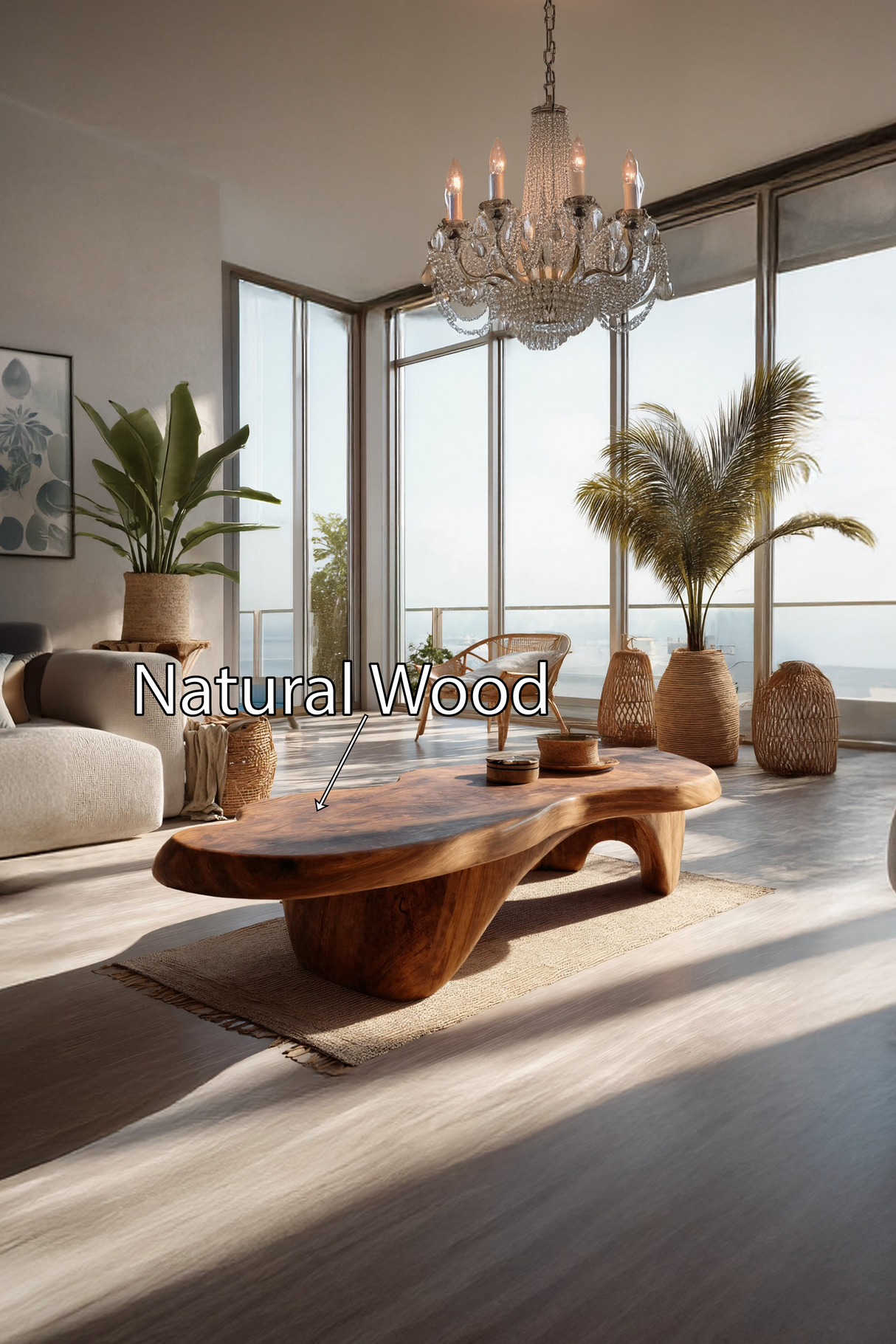 Rustic Handcrafted Wooden Live Edge Coffee Table For Entryway