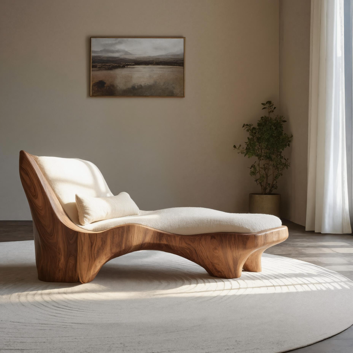 Modern Chaise Lounge With Curved Base For Living Room