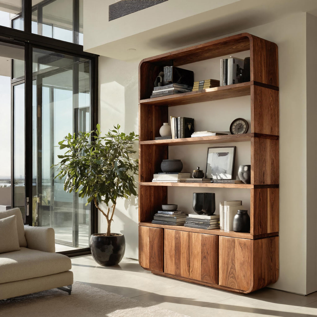 Elegant Natural Wood Bookcase For Modern Home