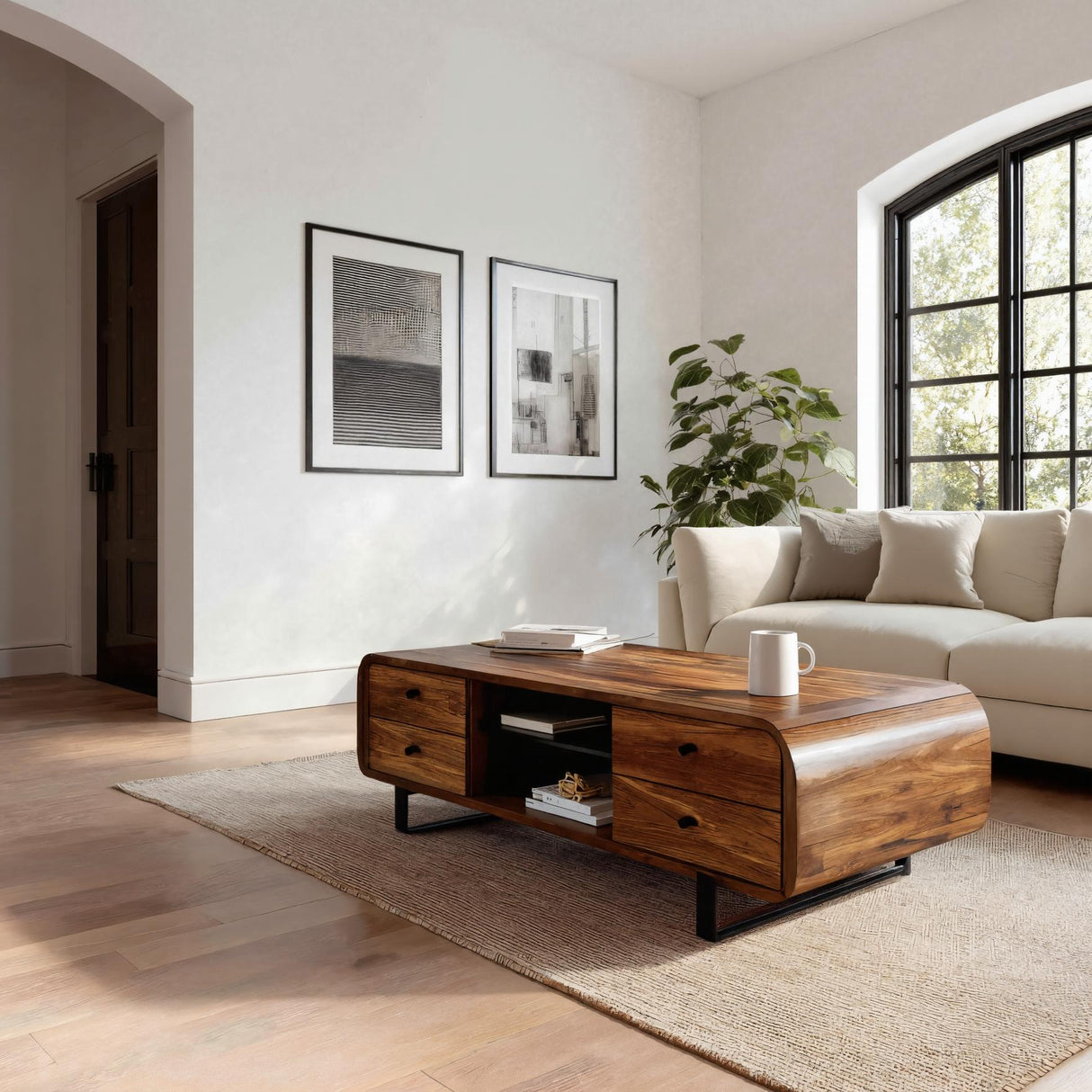 Contemporary Coffee Table With Drawer And Open Shelf For Interior