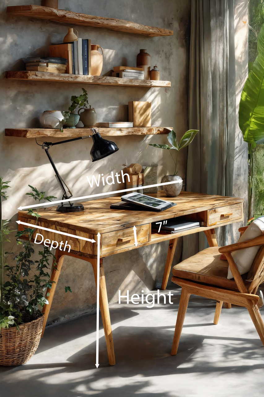 Mid Century Desk With Drawers And Tapered Legs For Studio