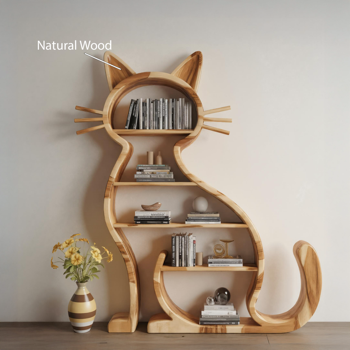 Modern Cat Bookshelf With Playful Design For Living Room Or Playroom