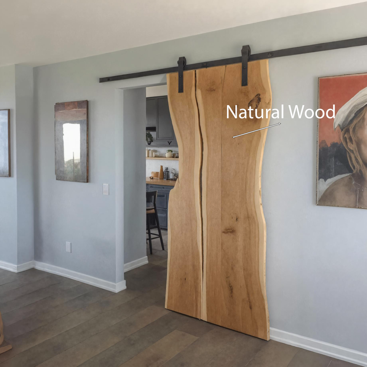Rustic Live Edge Sliding Barn Door For Hallway Or Interior