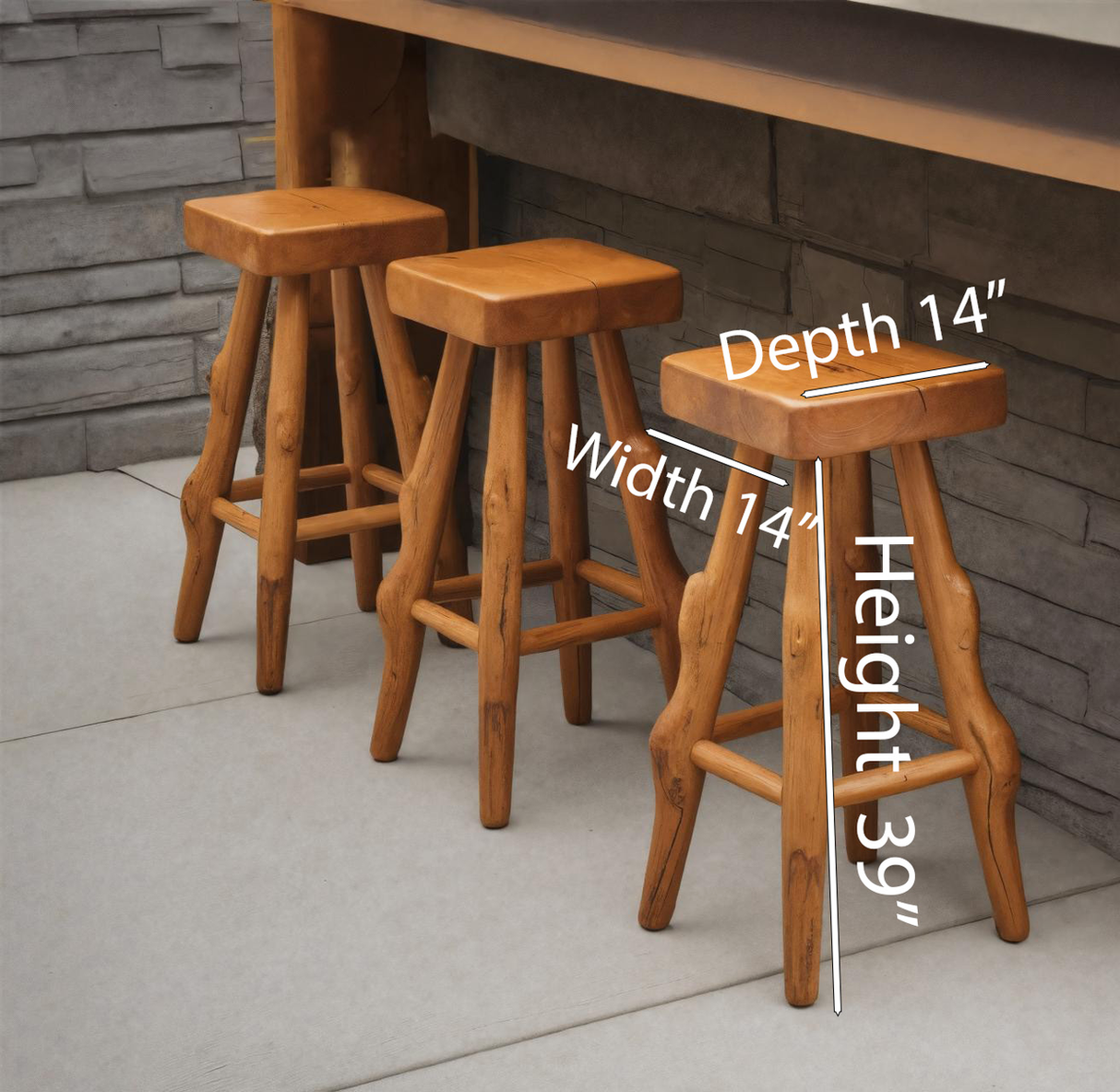Rustic Handcrafted Bar Stools For Kitchen Or Patio Bar