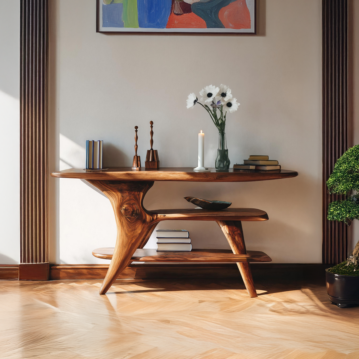 Farmhouse Live Edge Console Table For Unique Entryway Design