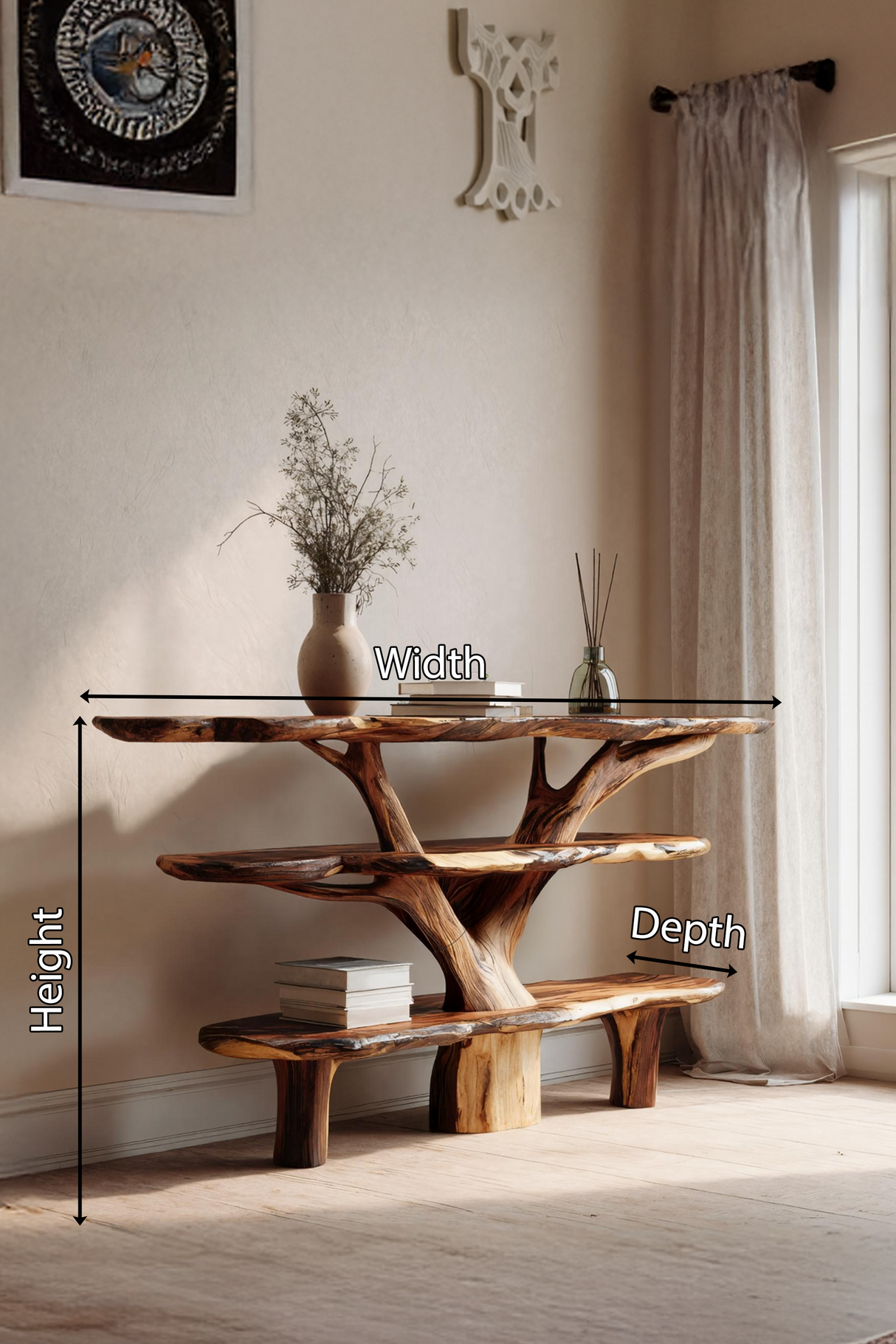 Farmhouse Solid Wood Console Table For Vintage Entryway Rustic Design