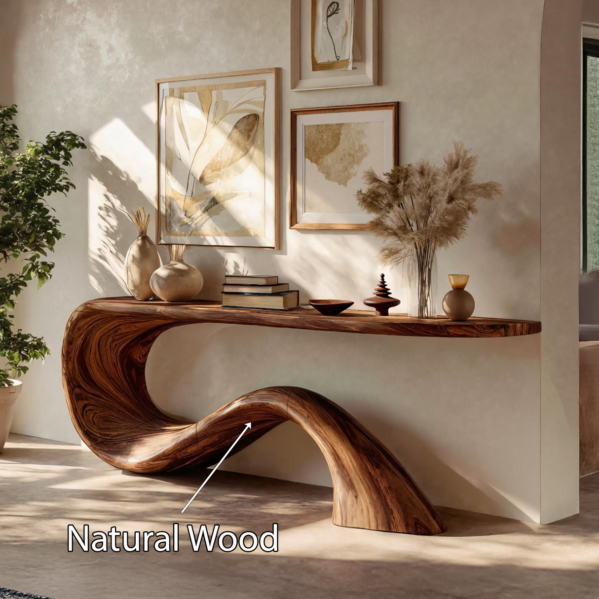 Modern Live Edge Entryway Table Organic Solid Wood For Home Decor