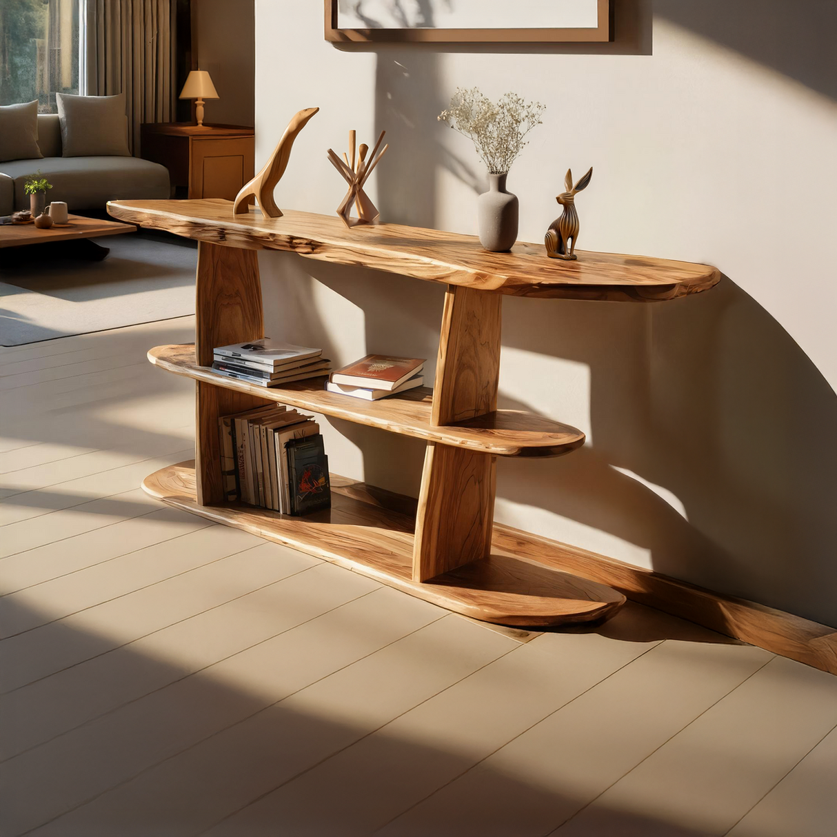 Mid Century Live Edge Console Table For Contemporary Decor