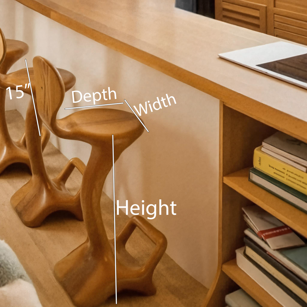 Sculptural Organic Bar Stool For Kitchen Or Interiors