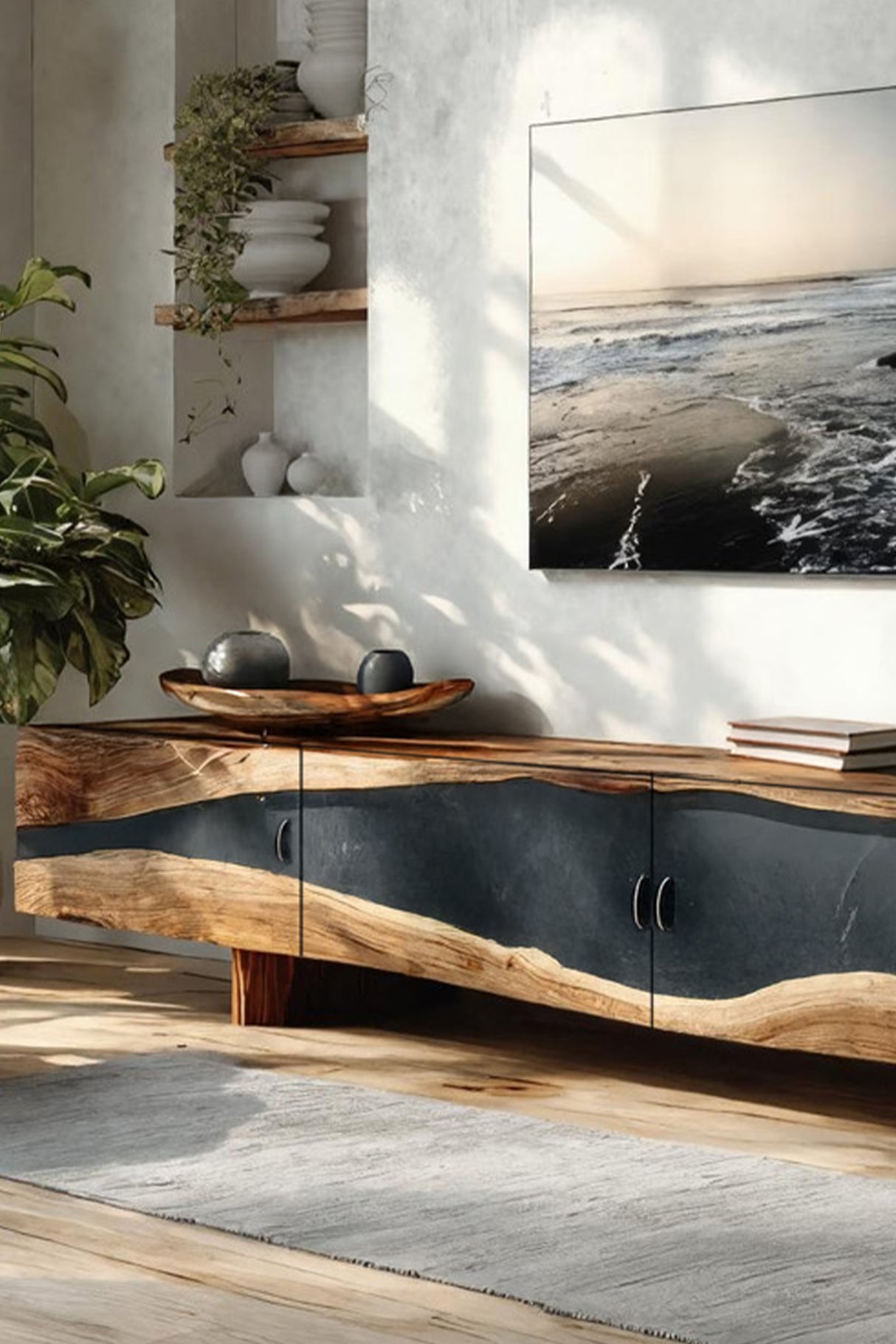 Farmhouse Rustic Solid Wood TV Cabinet For Living