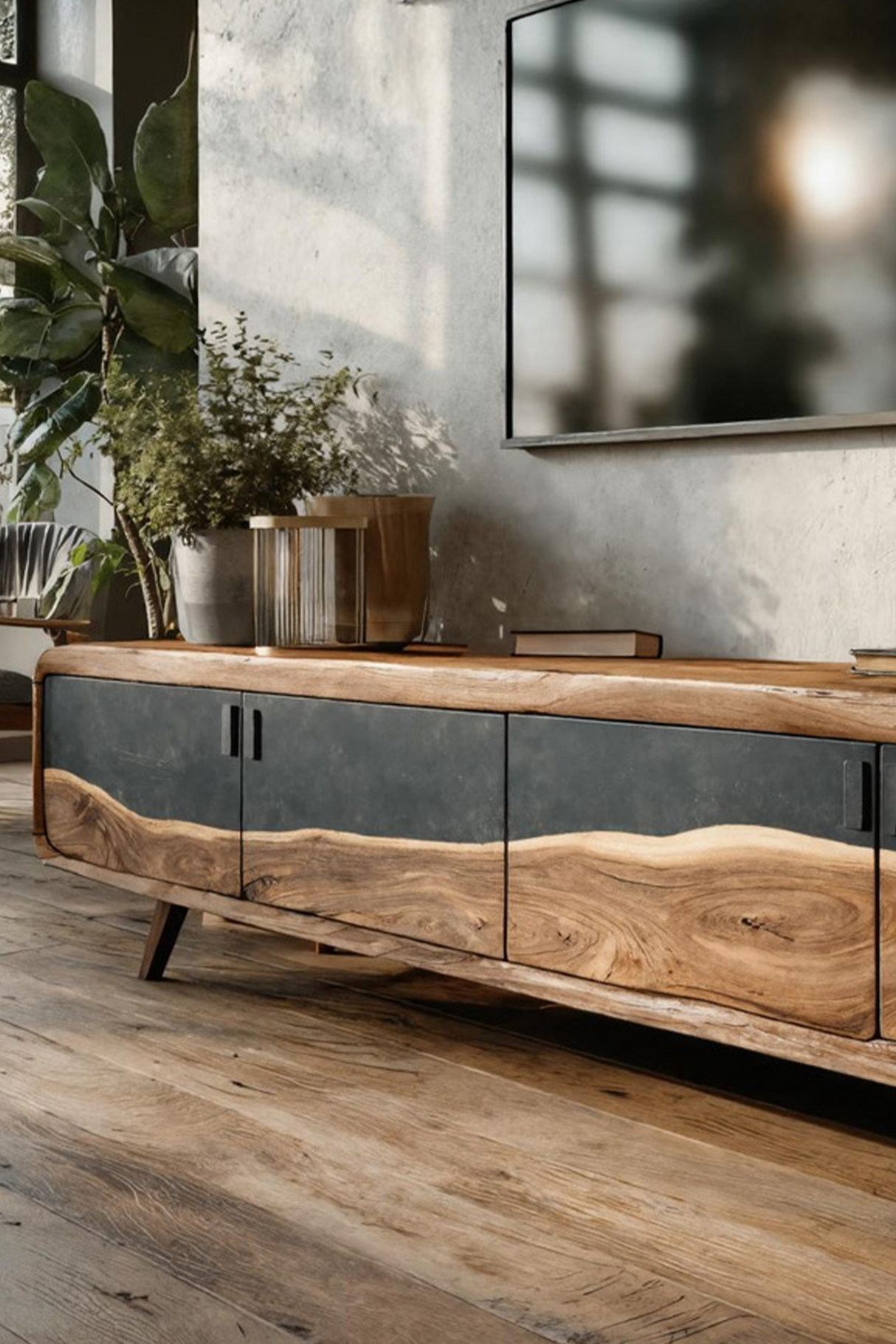 Handcrafted Live Edge TV Console For Home Style