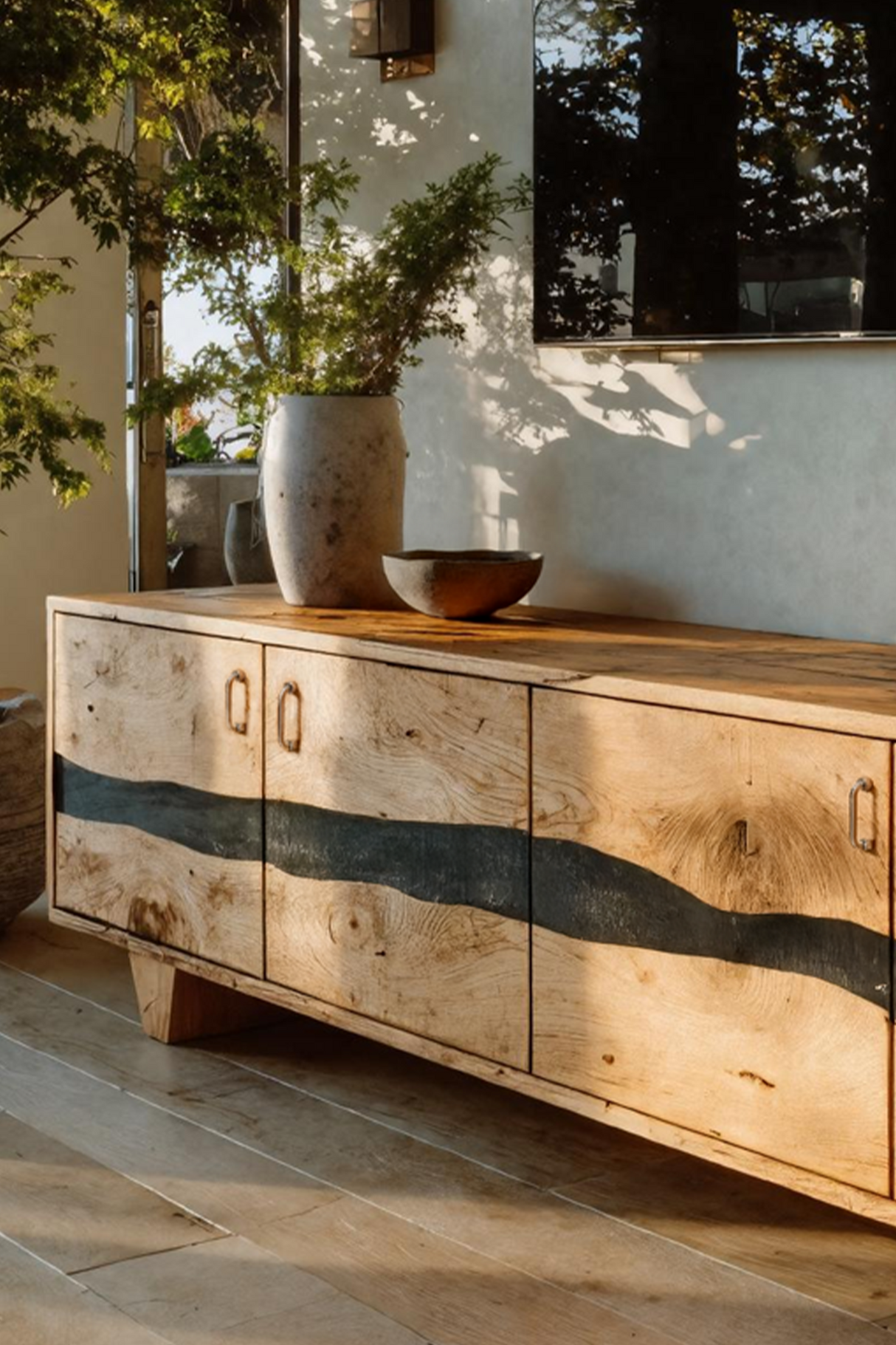 Mid Century Live Edge TV Cabinet For Living Room Design