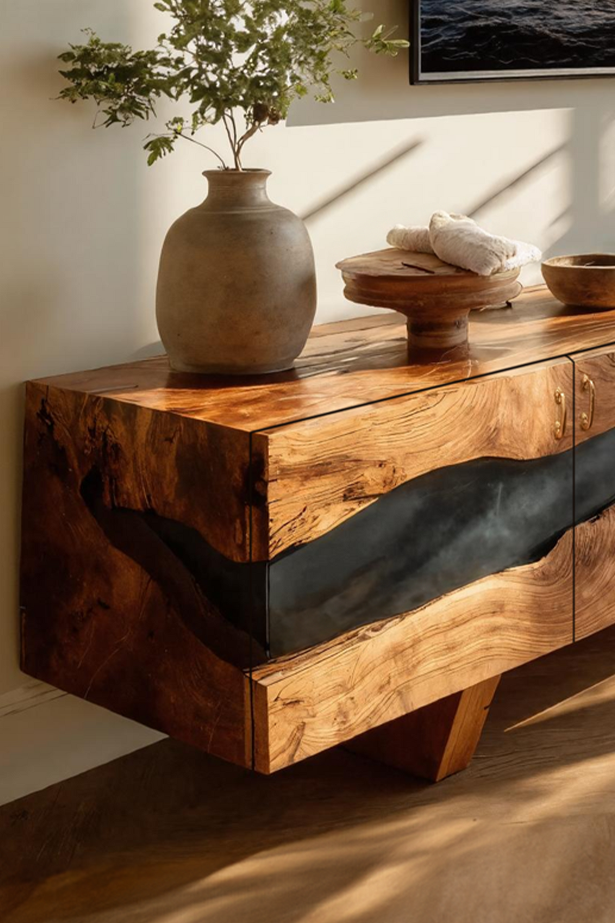 Mid Century Solid Wood Entertainment Stand For Decor