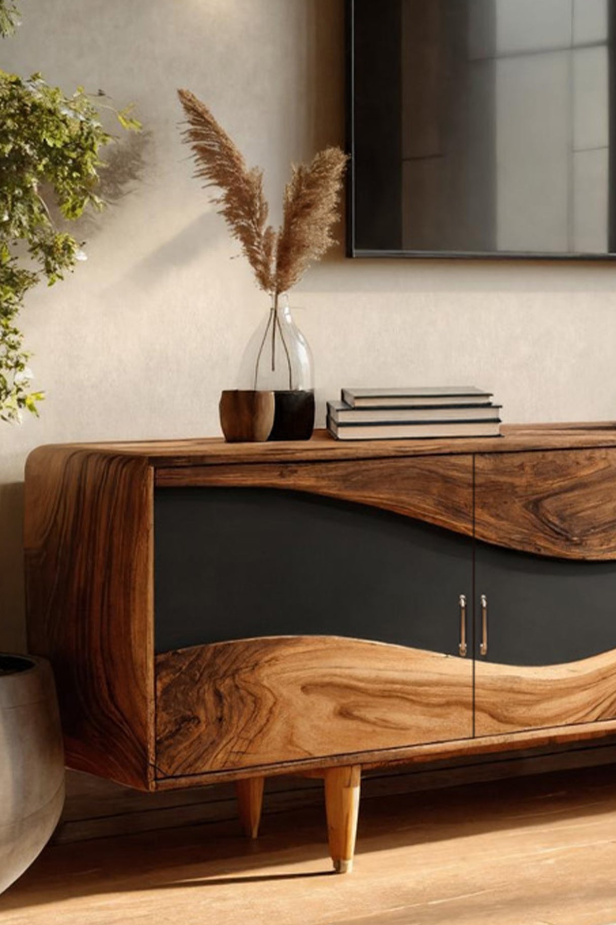 Mid Century Live Edge TV Cabinet For Luxury Living