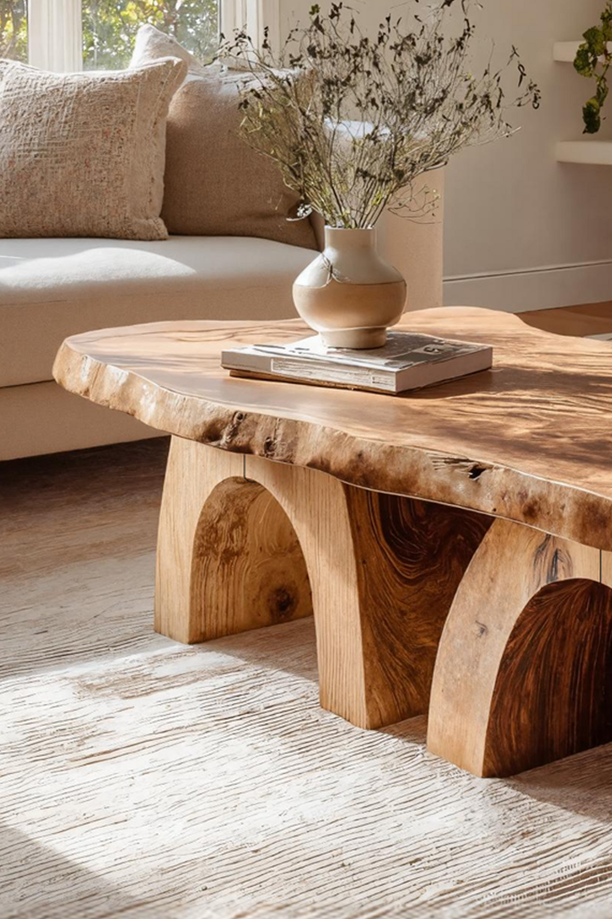 Farmhouse Handcrafted Wooden Live Edge Coffee Table For Decor