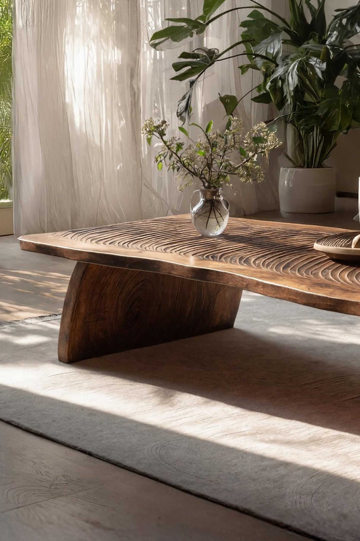 Farmhouse Mid Century Live Edge Coffee Table For Living Room