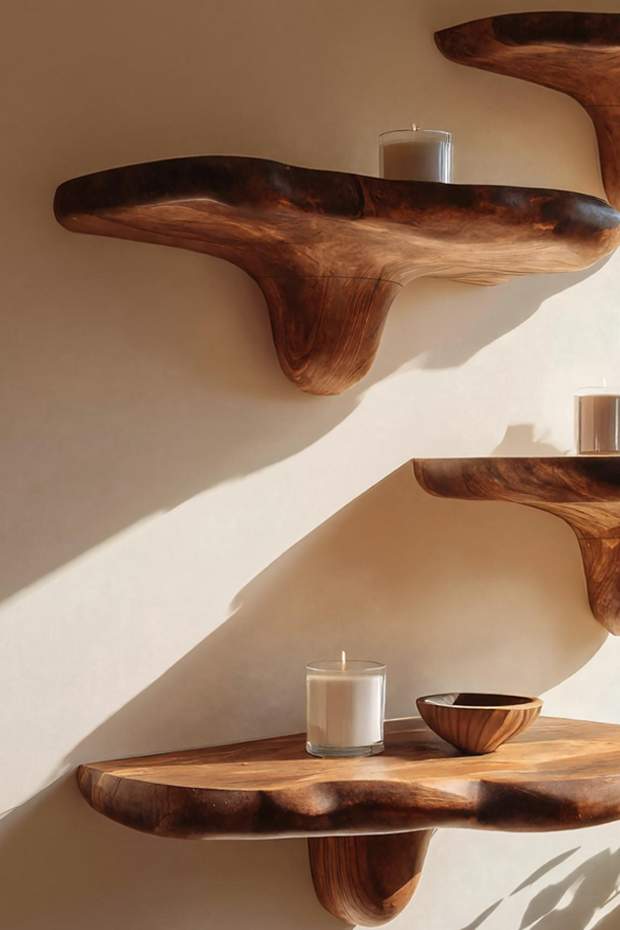 Modern Wooden Mushroom Shelf For Minimalist Living Room Decor