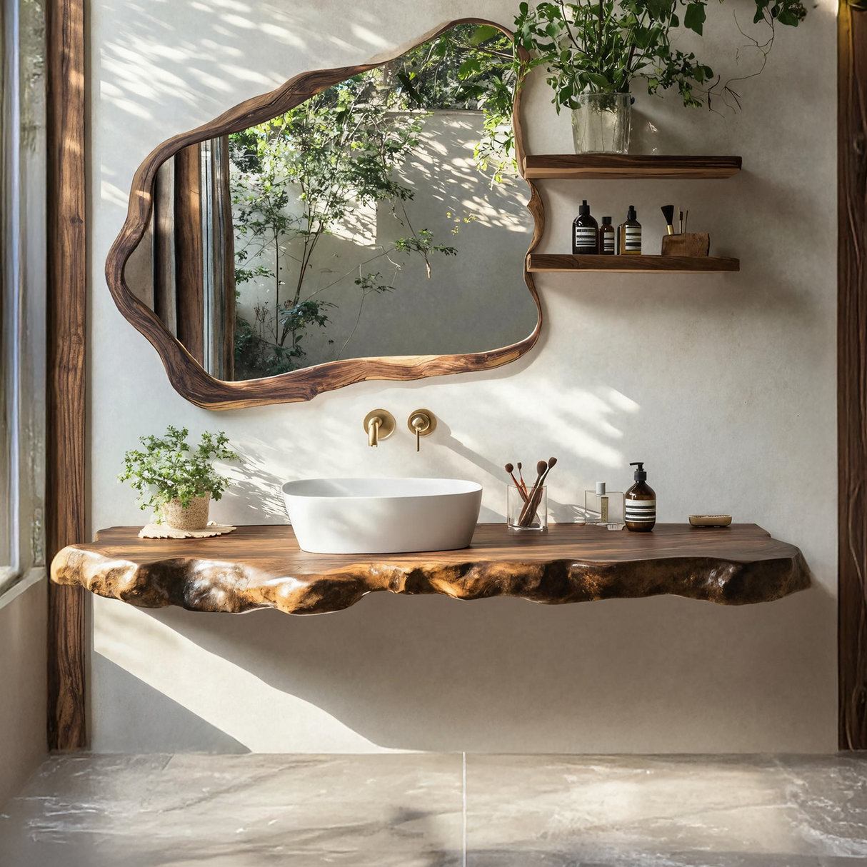 Farmhouse Bathroom Vanity In Solid Oak Wood Style