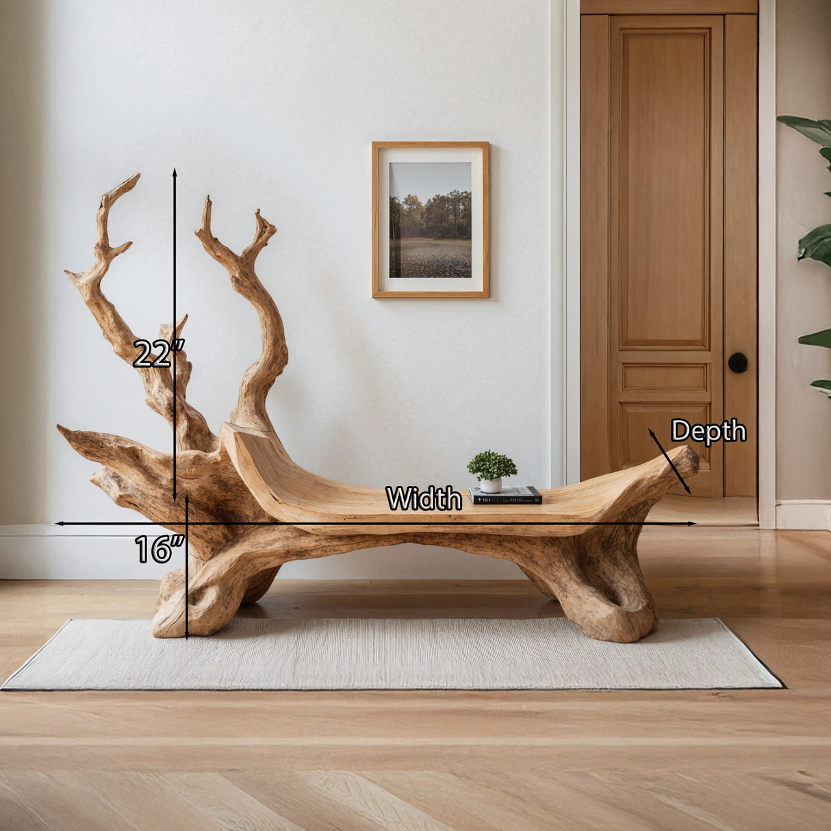 Mid Century Wooden Bench For Modern Living Room Decor