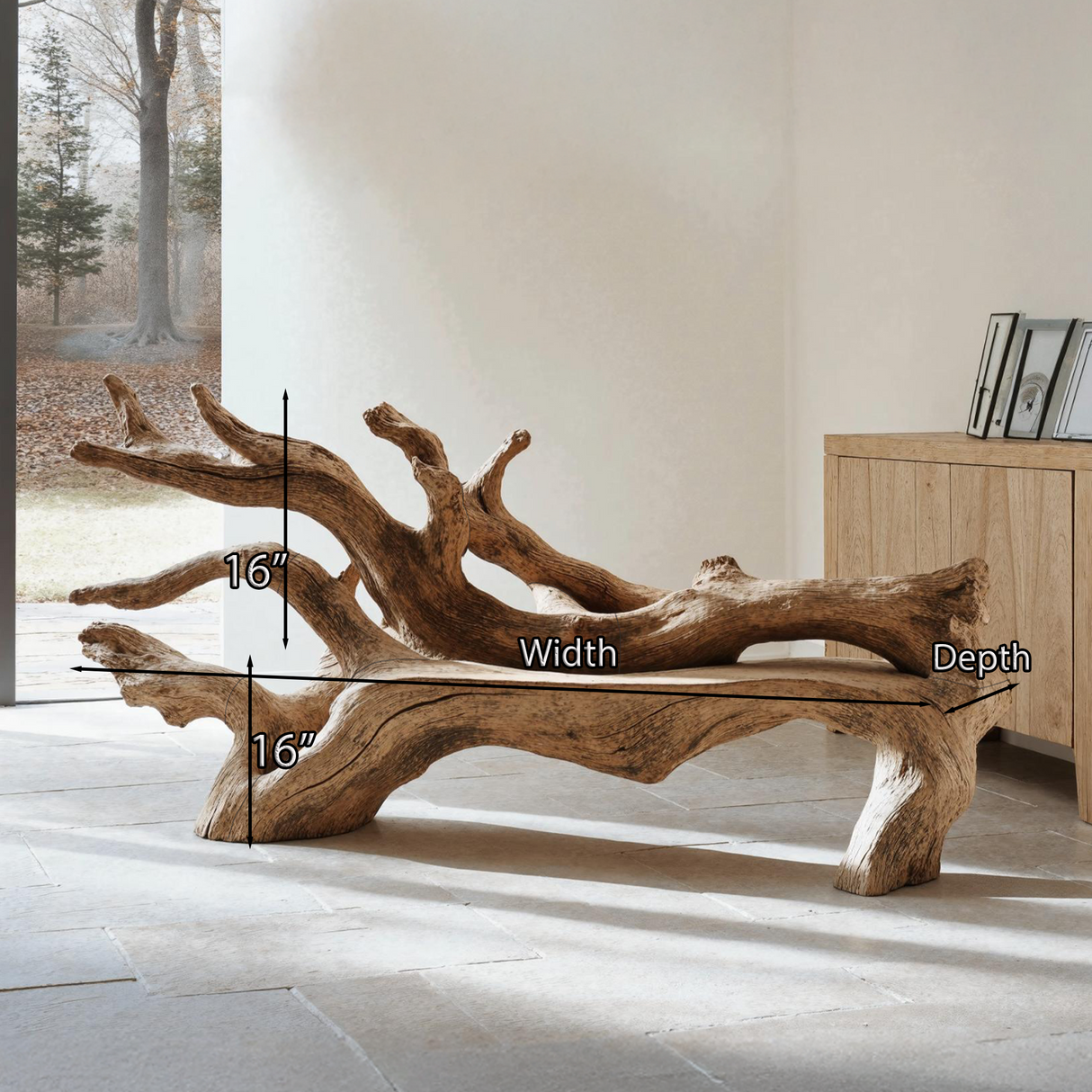 Handcrafted Branch Bench For Versatile Living Room Seating