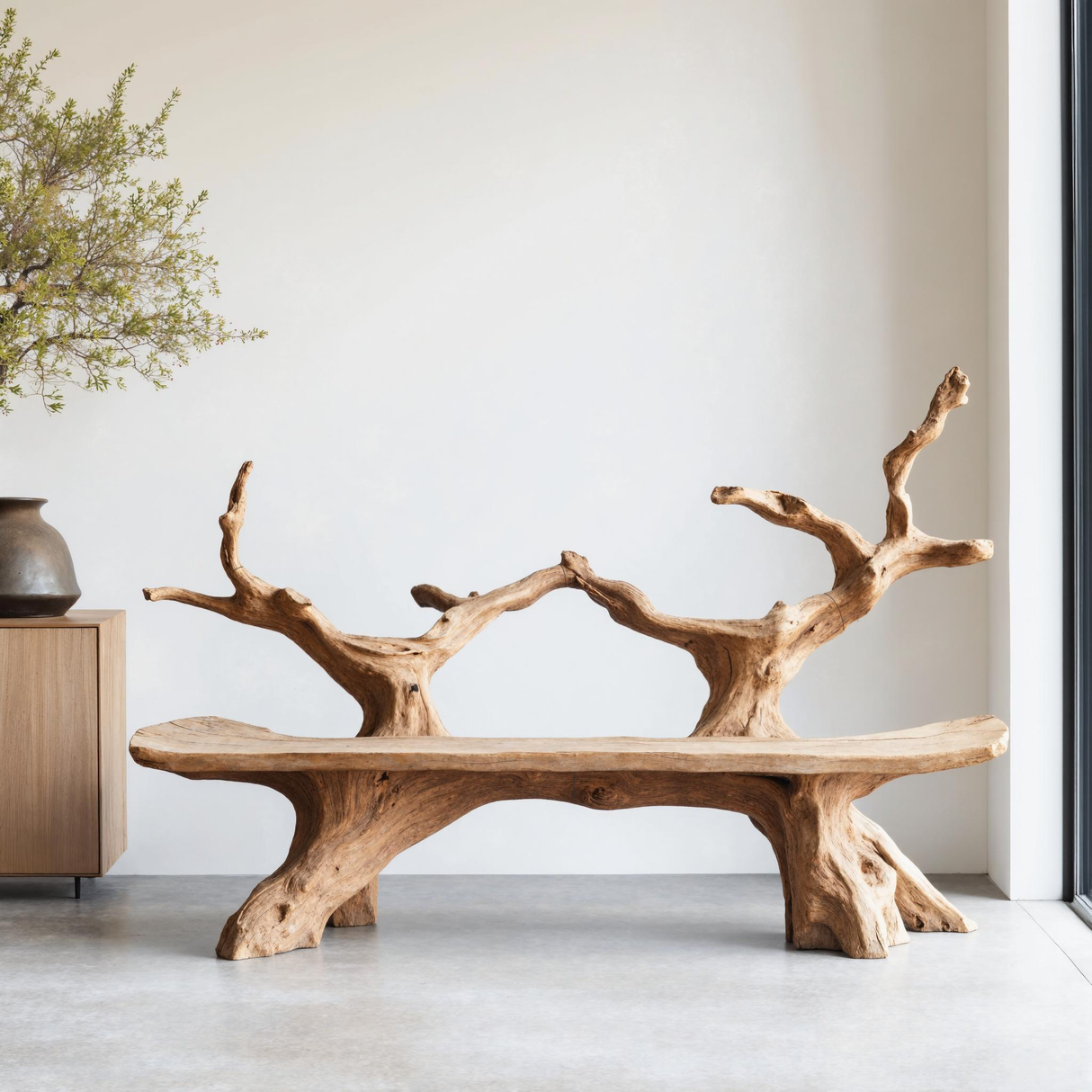 Mid Century Live Edge Bench For Elegant Patio