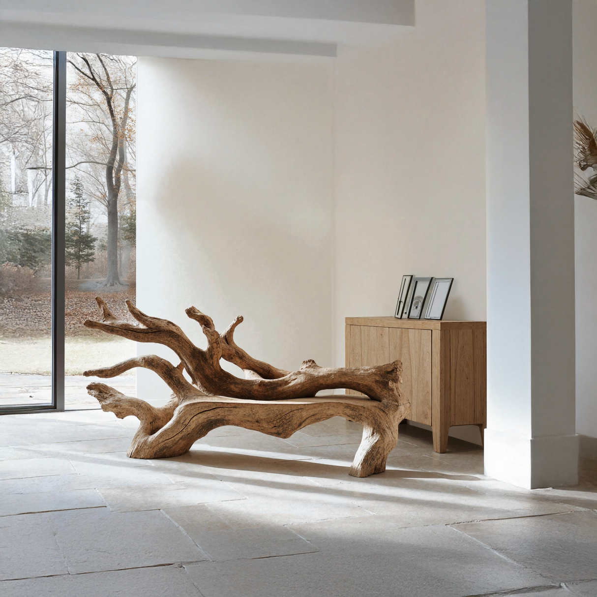 Handcrafted Branch Bench For Versatile Living Room Seating