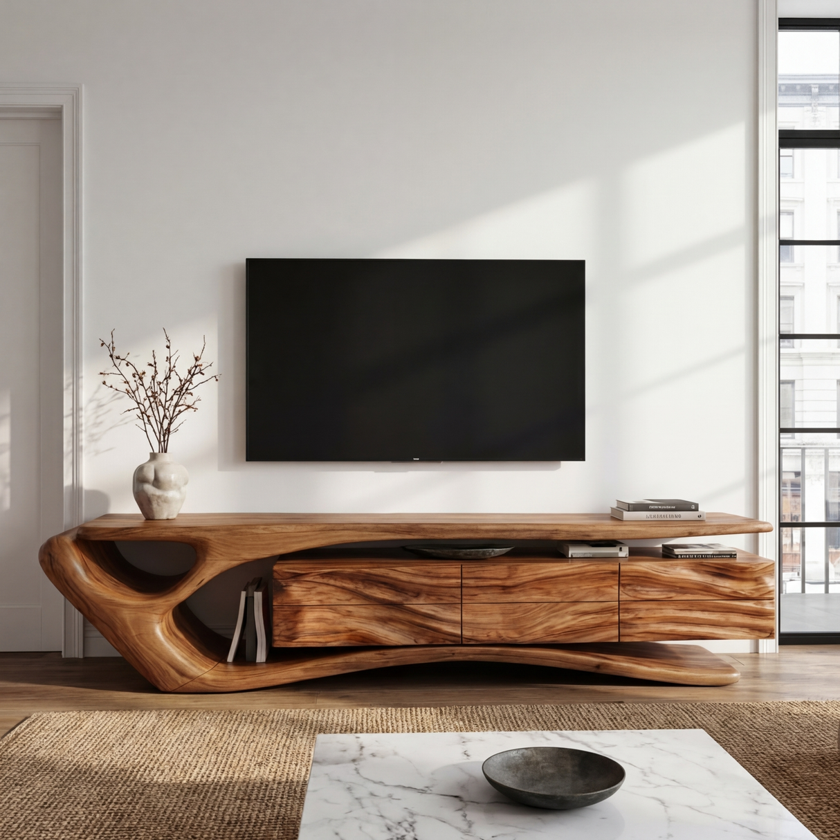 Mid Century Wooden TV Cabinet For Elegant Space