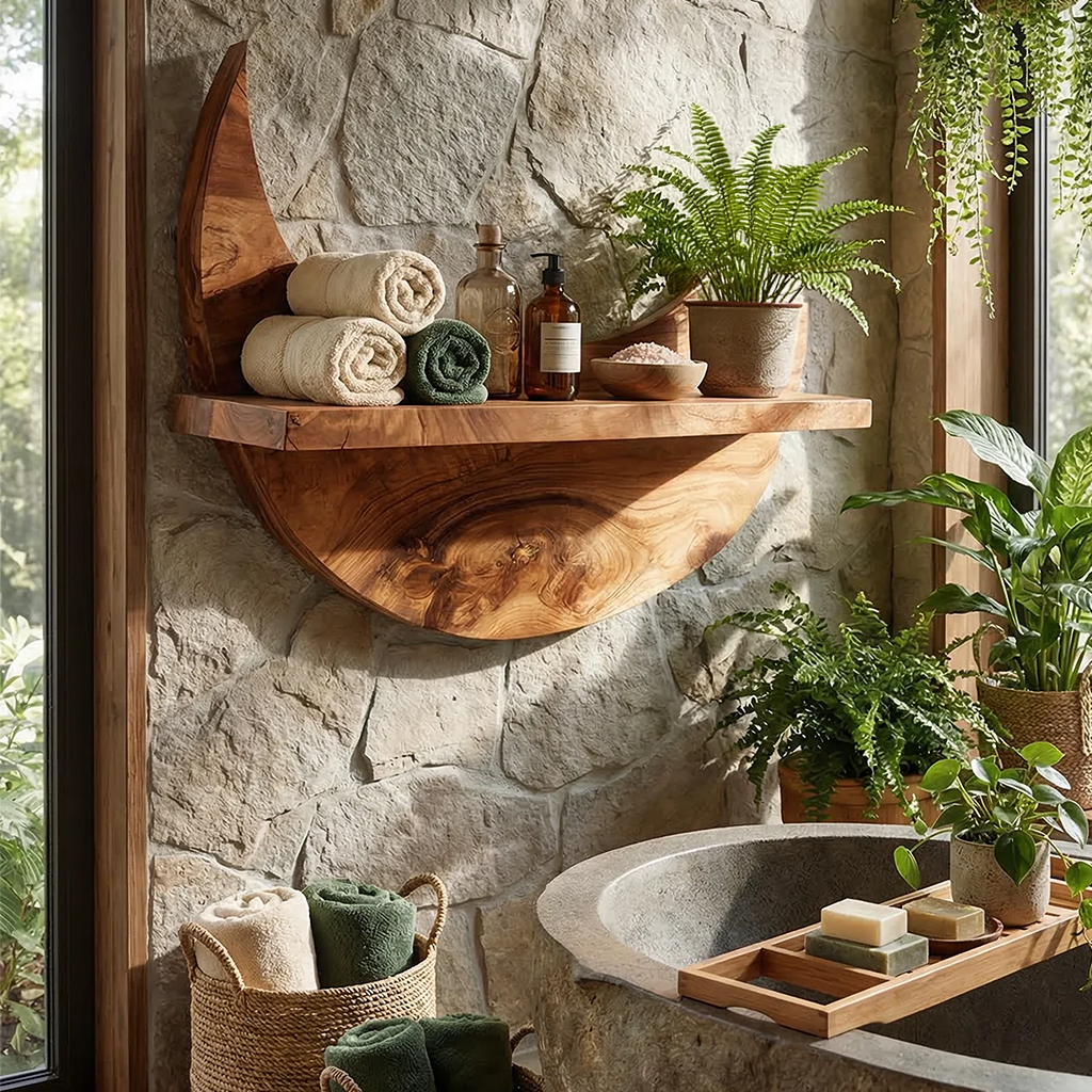 Handcrafted Rustic Wooden Wall Mount Shelf For Entryway Storage
