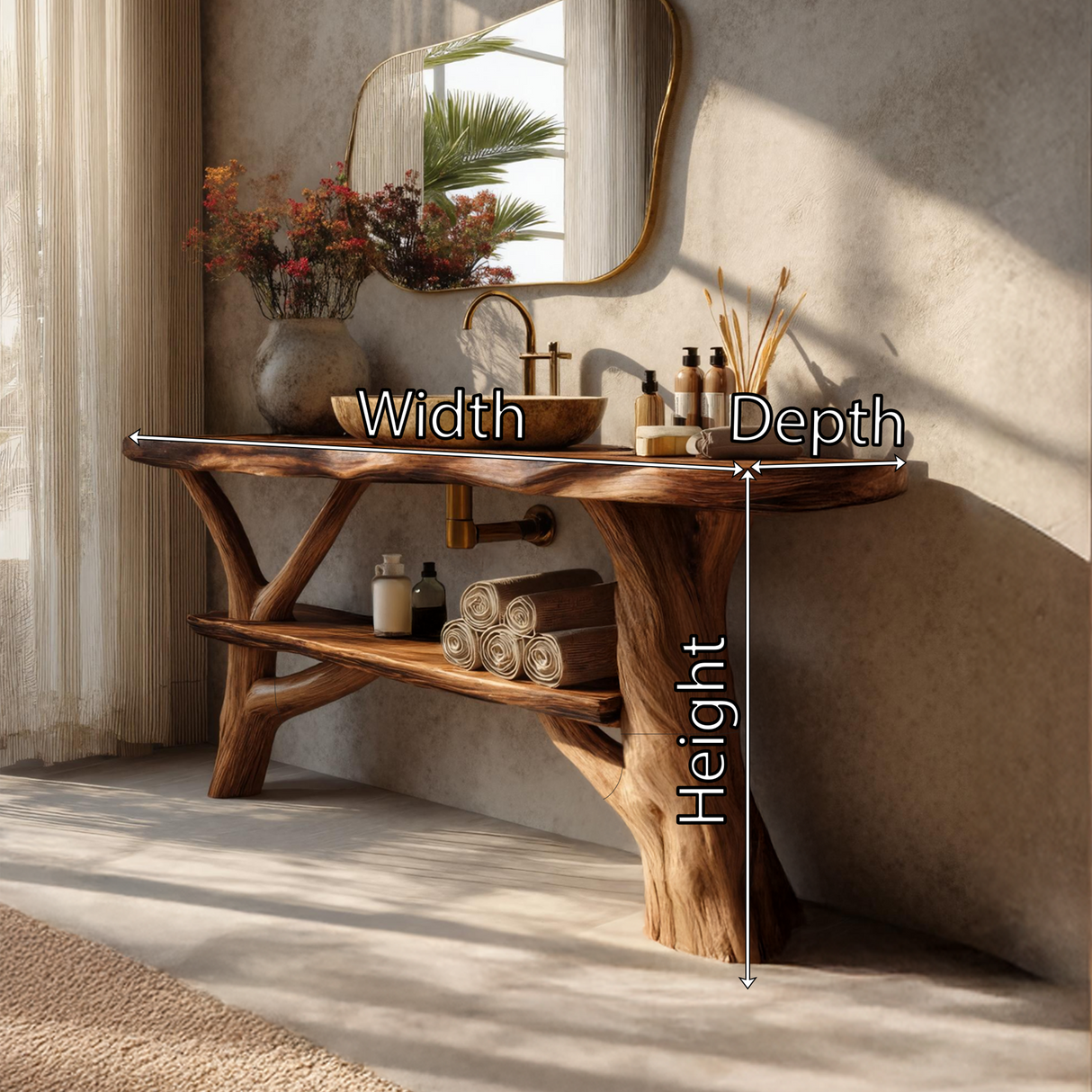 Modern Bathroom Vanity Solid Wood Live Edge For Minimal Bathroom