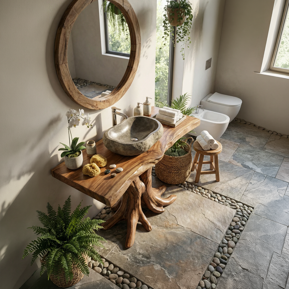 Modern Live Edge Bathroom Vanity Handmade Wood For Bathroom Decor