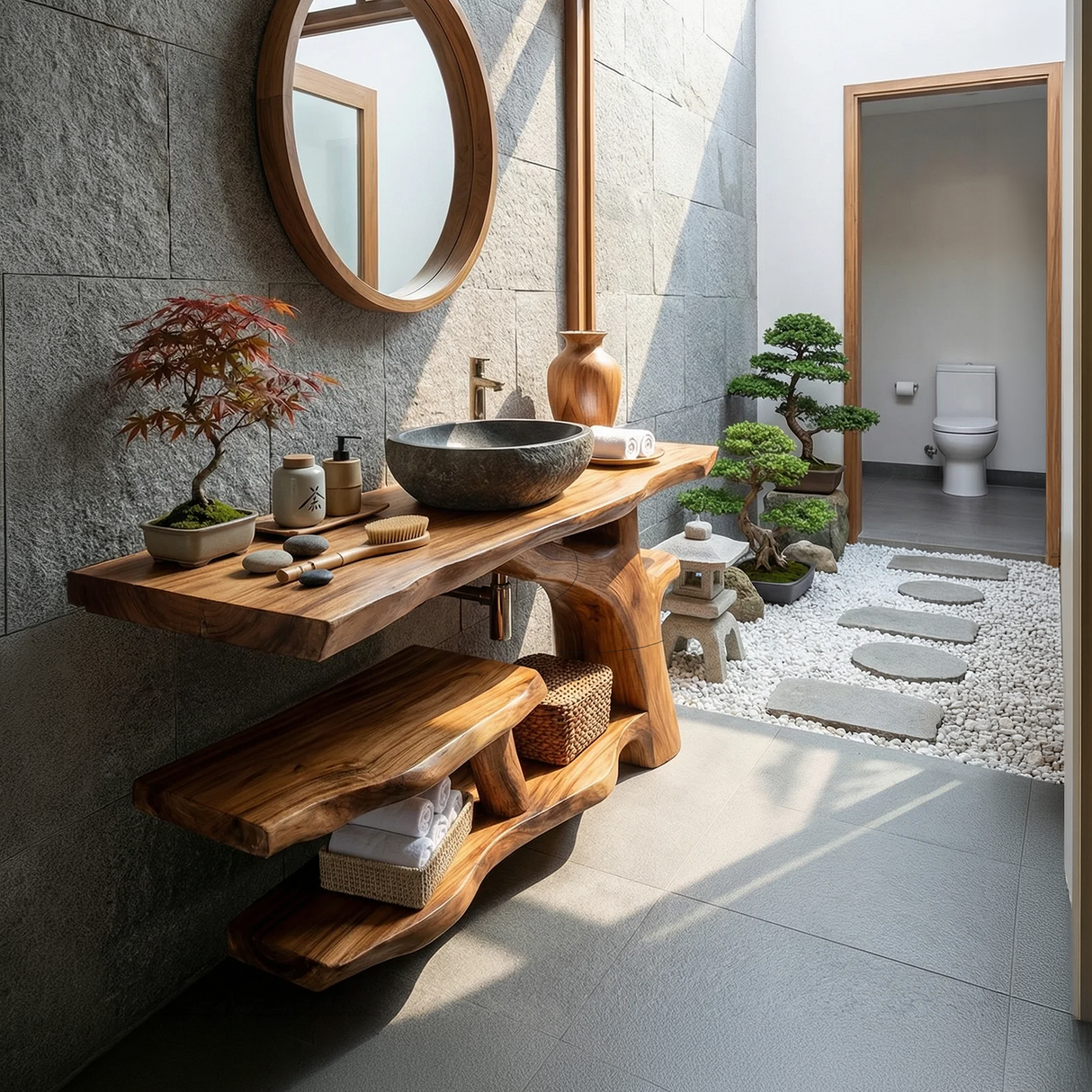 Handcrafted Live Edge Bathroom Vanity Natural Wood For Luxury Spa Bath