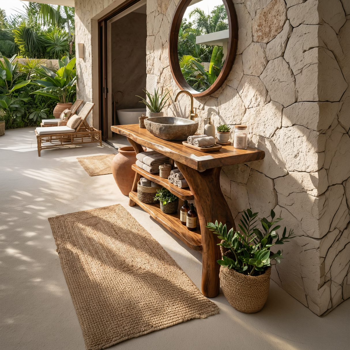 Handcrafted Bathroom Vanity Solid Wood Live Edge For Modern Bathroom