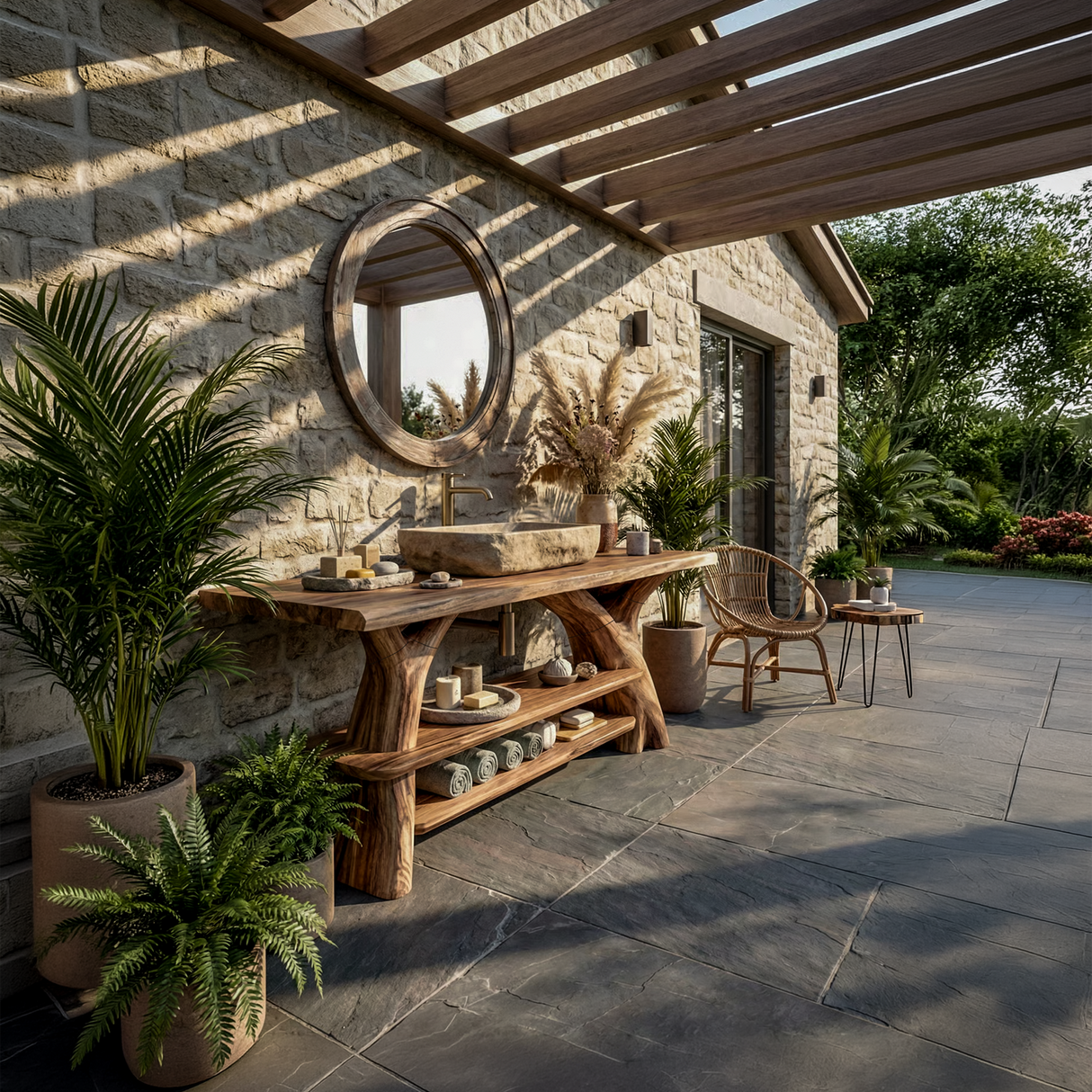Modern Live Edge Bathroom Vanity Sculptural Wood For Minimalist Bath