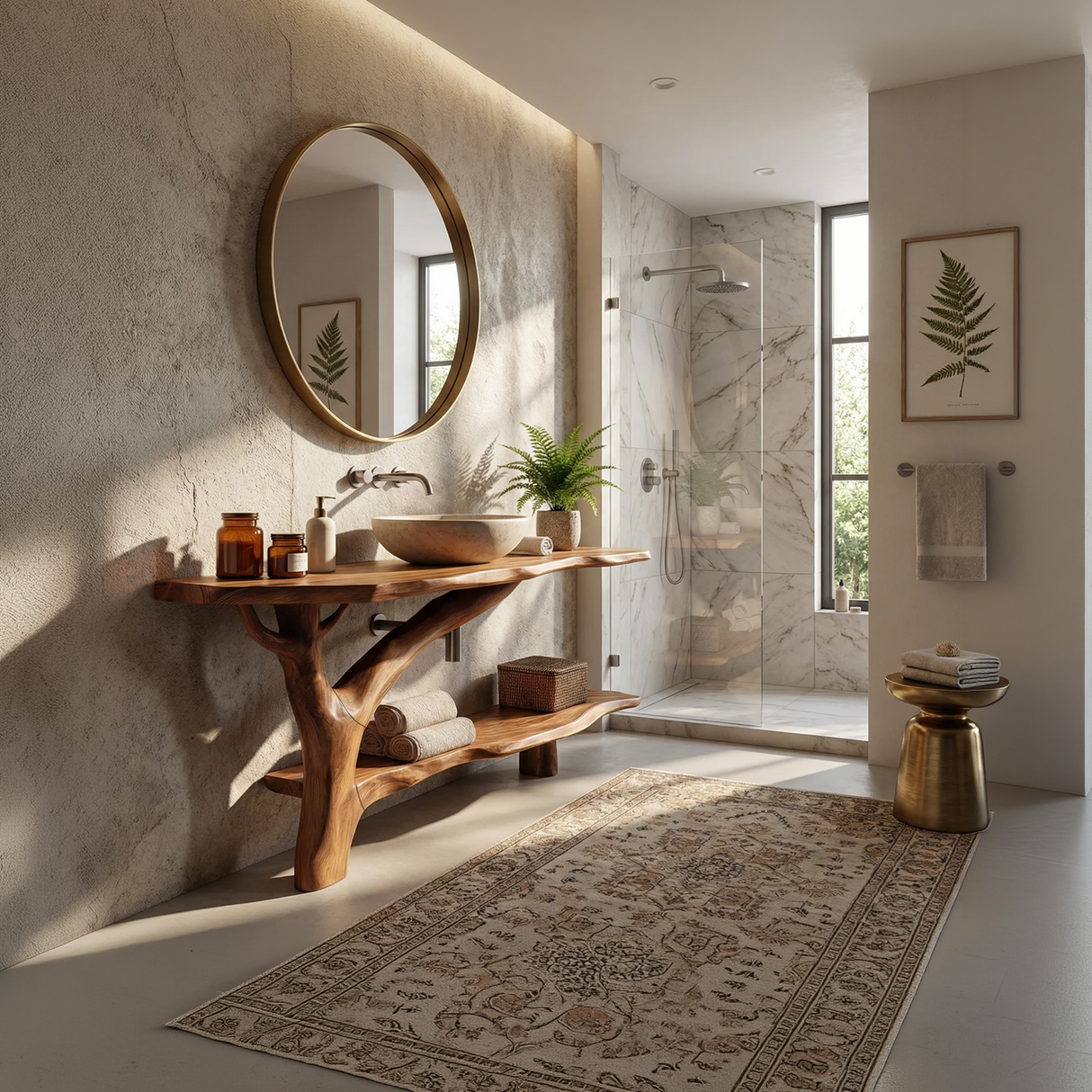 Farmhouse Solid Wood Bathroom Vanity Live Edge For Natural Bathroom