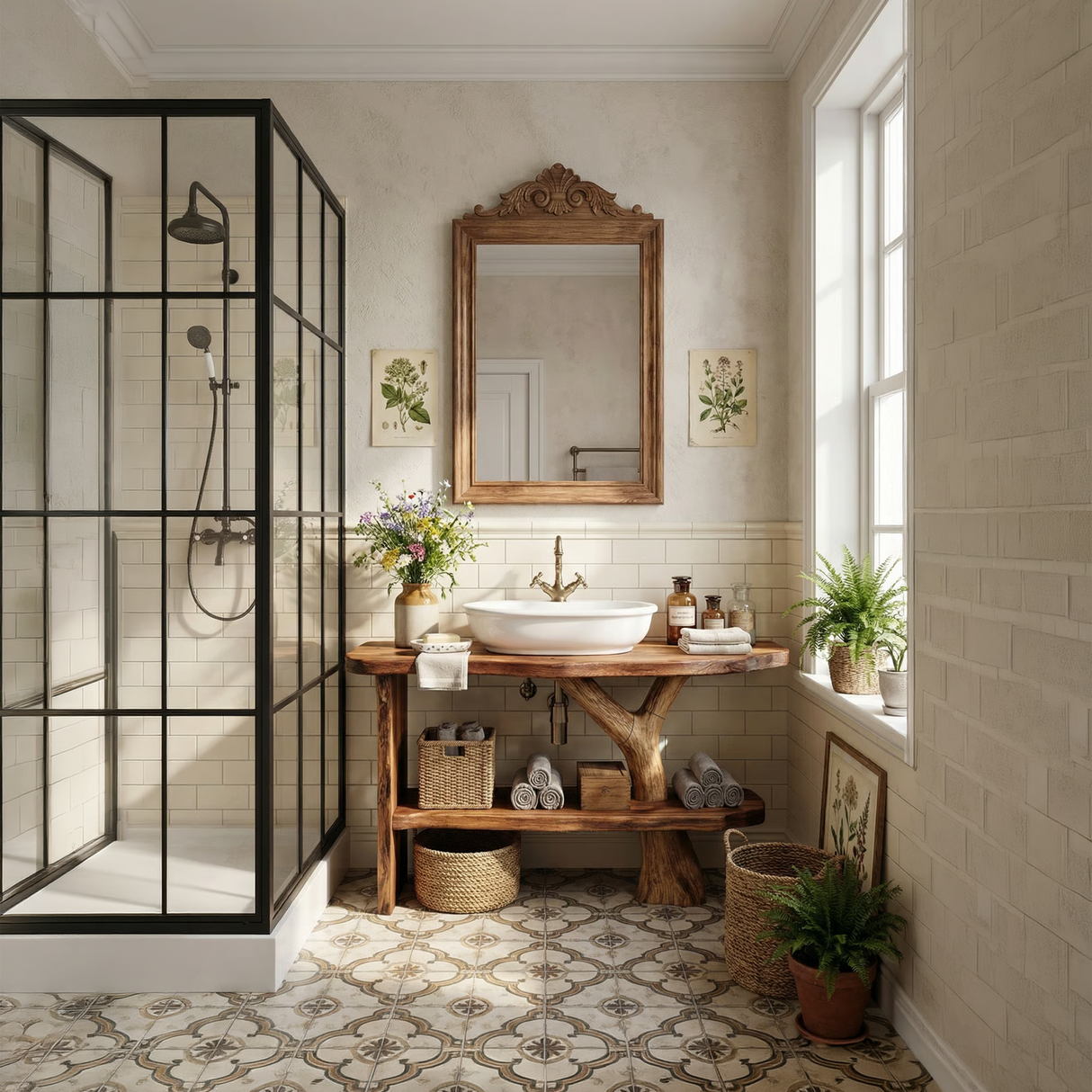 Farmhouse Bathroom Vanity Solid Wood Live Edge For Natural Bath Decor