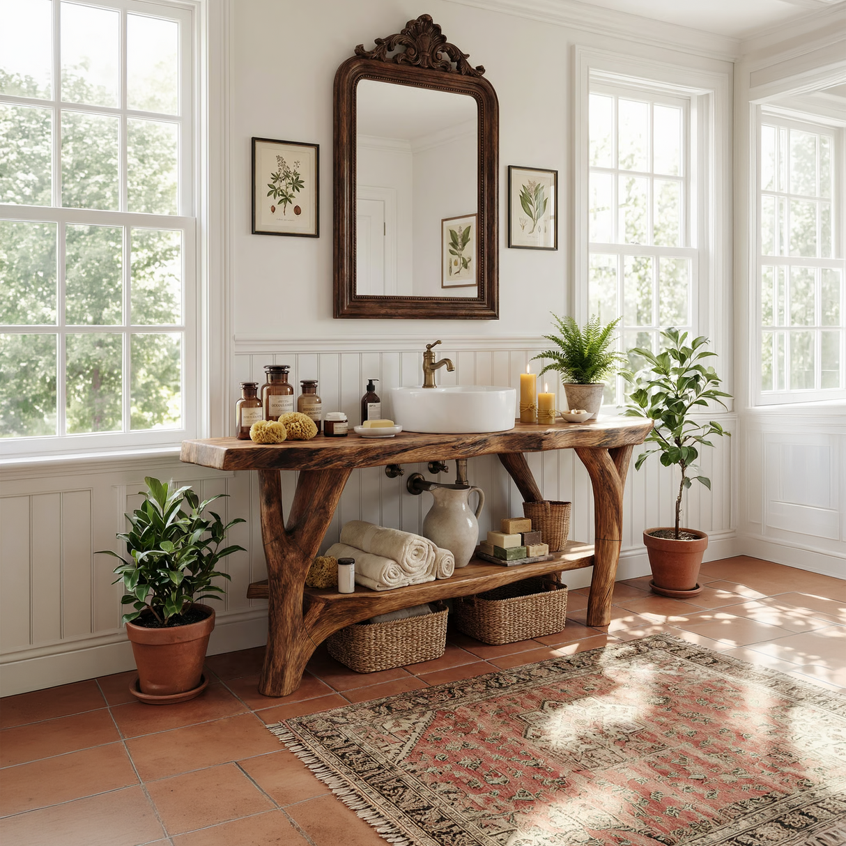 Farmhouse Live Edge Bathroom Vanity Natural Wood For Bathroom Decor