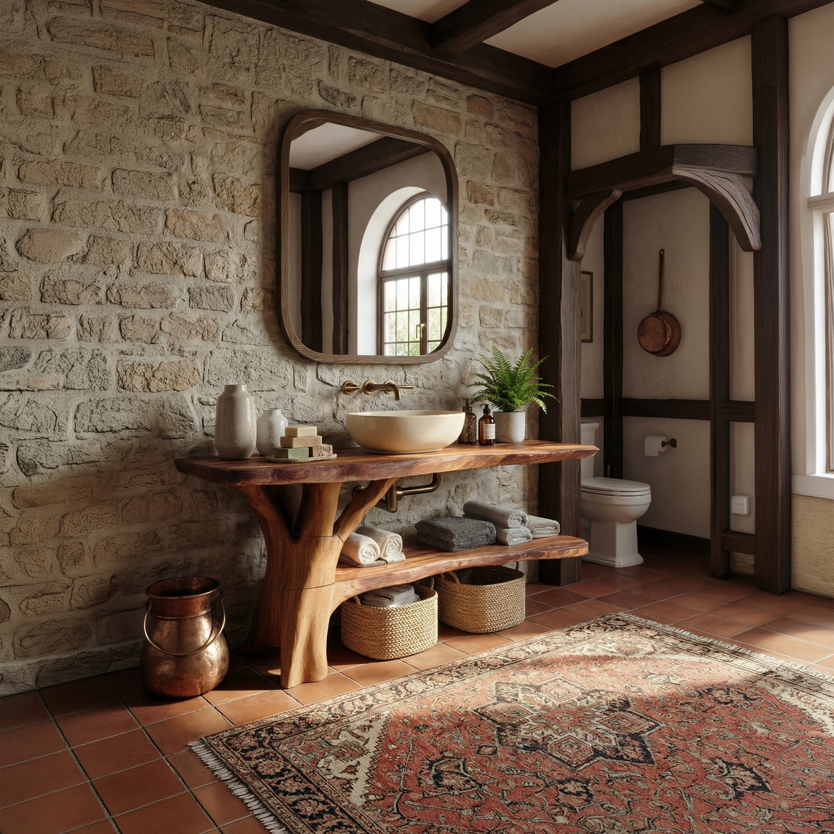 Modern Live Edge Bathroom Vanity Organic Solid Wood For Luxury Bathroom