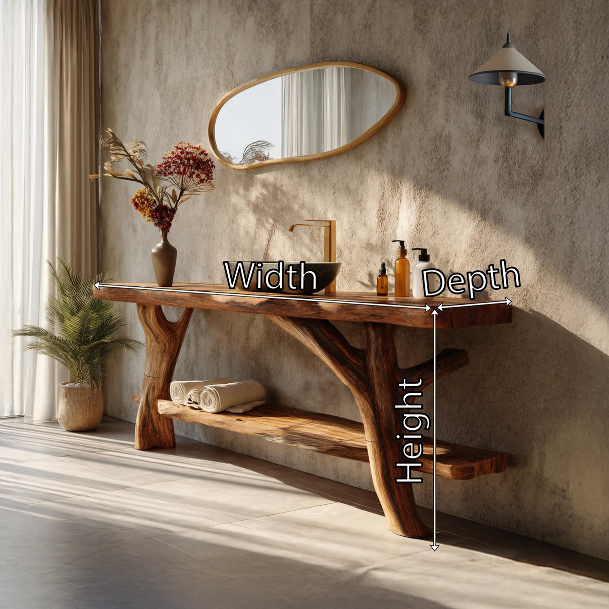 Farmhouse Solid Wood Bathroom Vanity With Shelf For Rustic Bath