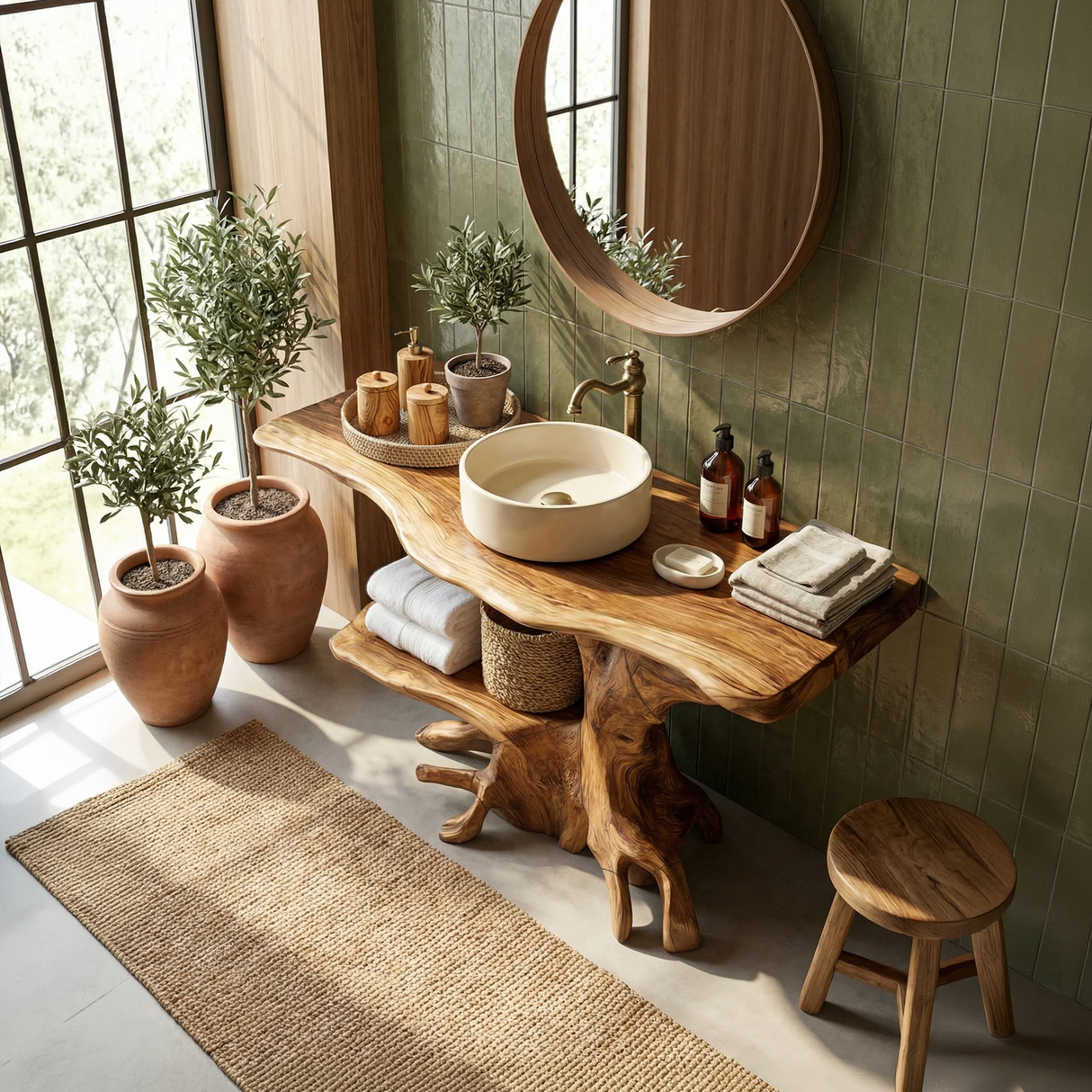 Farmhouse Live Edge Bathroom Vanity Rustic Solid Wood For Bathroom