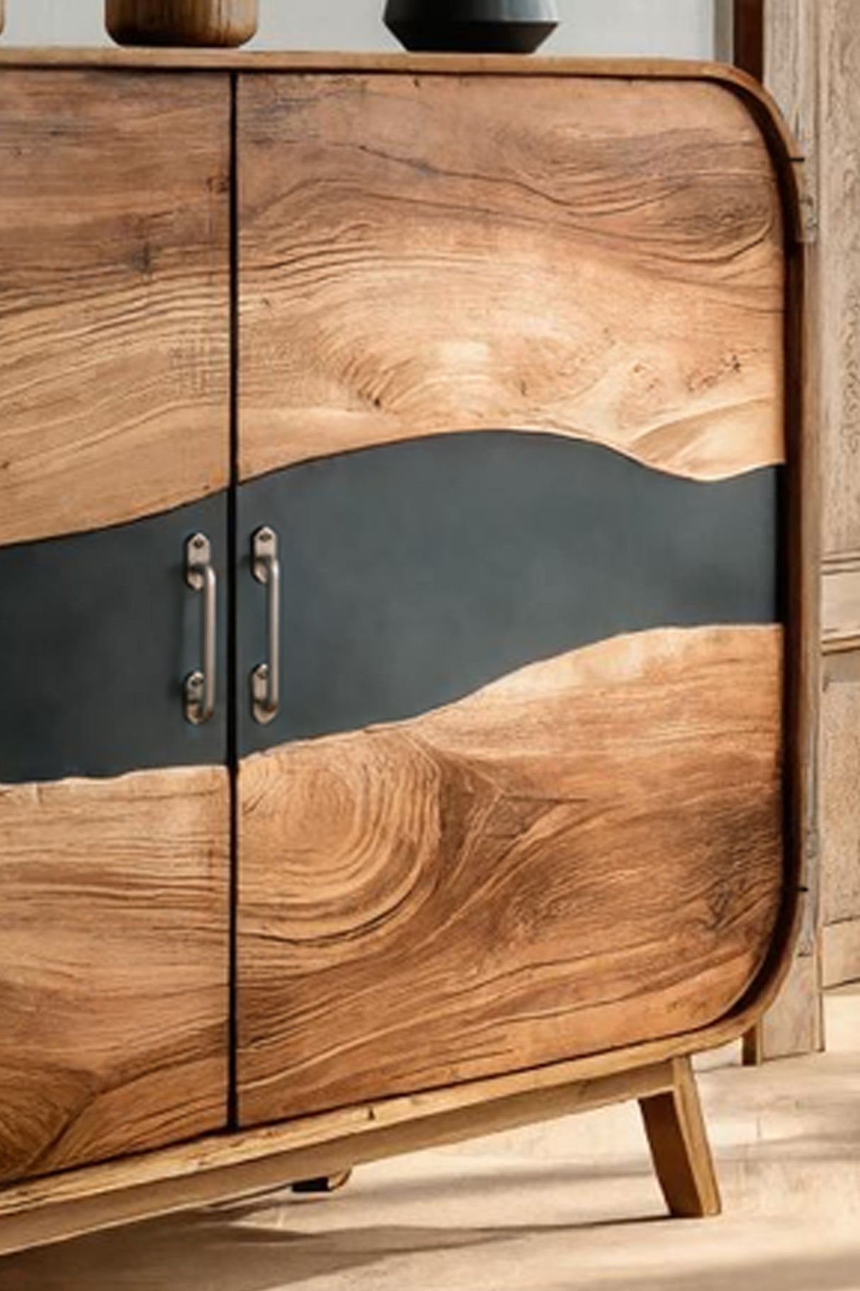 Farmhouse Live Edge Media Console For Entryway Decor