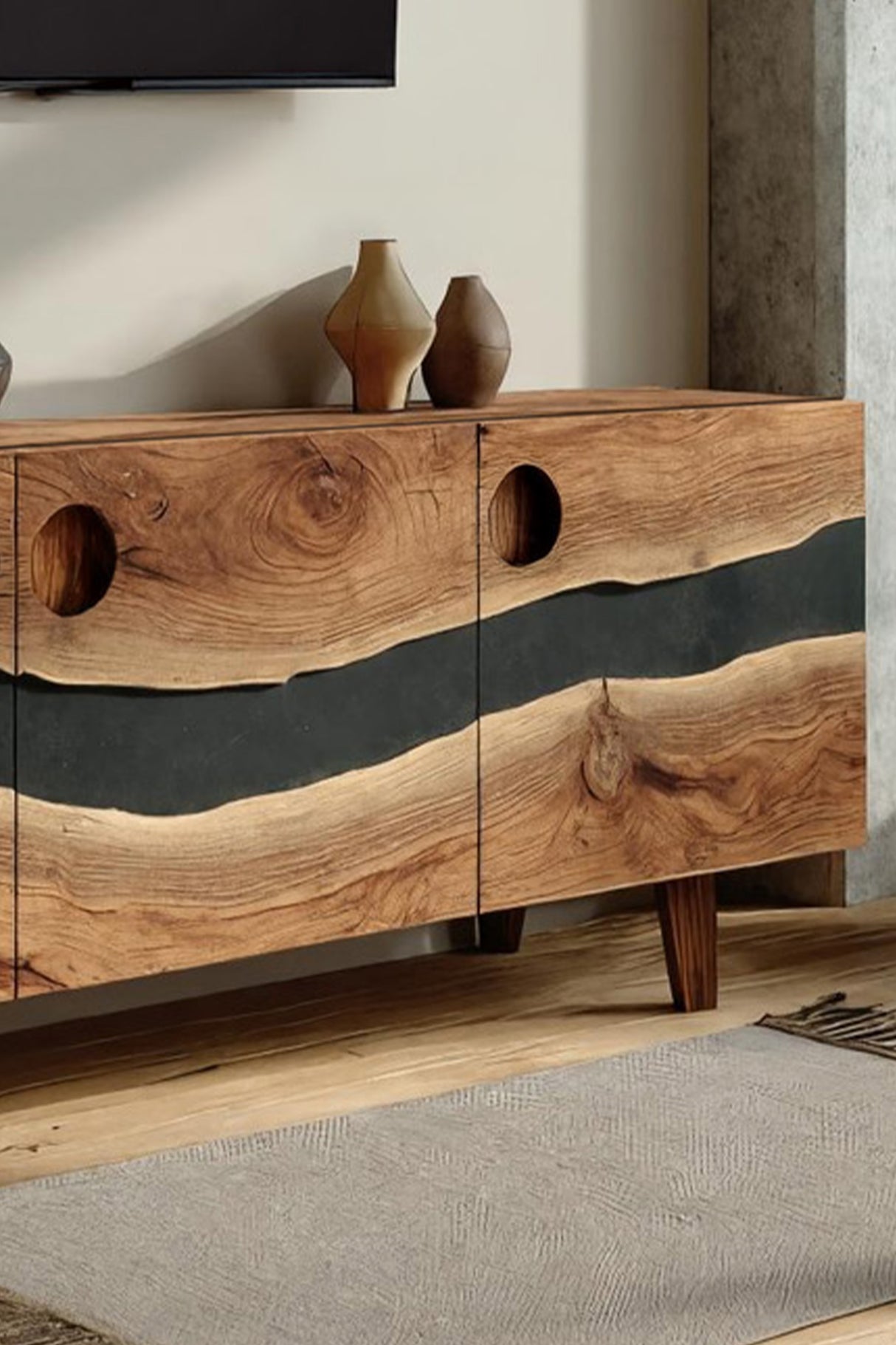 Farmhouse Solid Wood Media Stand For Home Decor