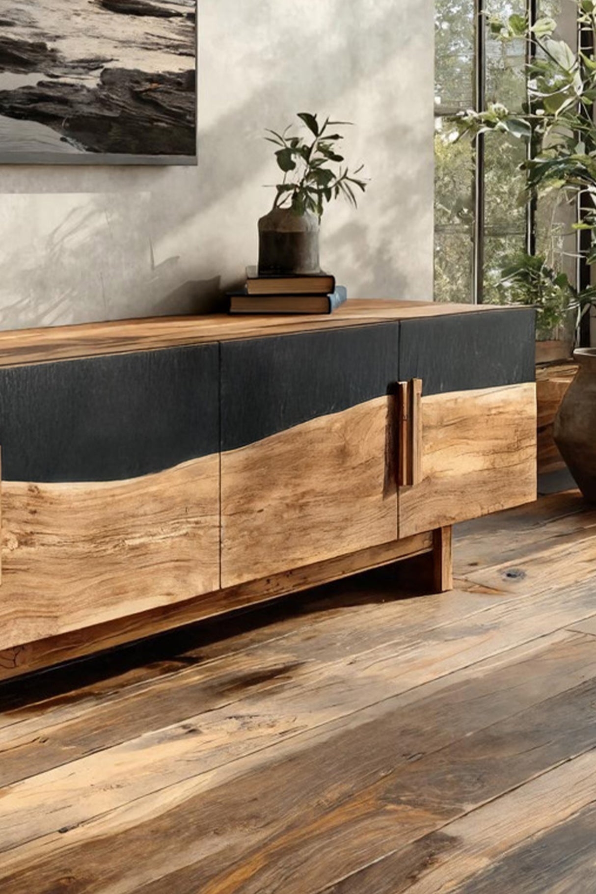 Mid Century Natural Wood Entertainment Unit For Decor