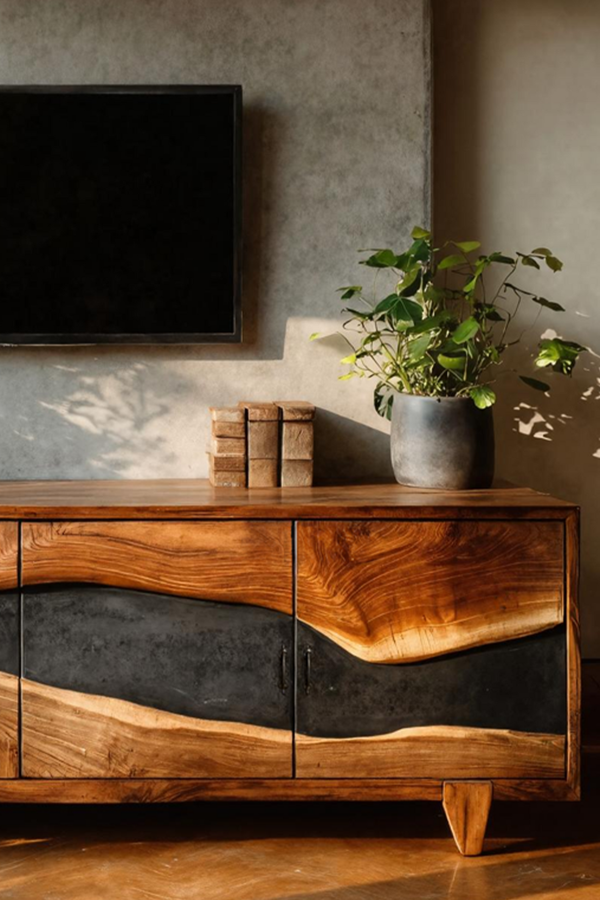 Farmhouse Solid Wood Media Console For Home Decor