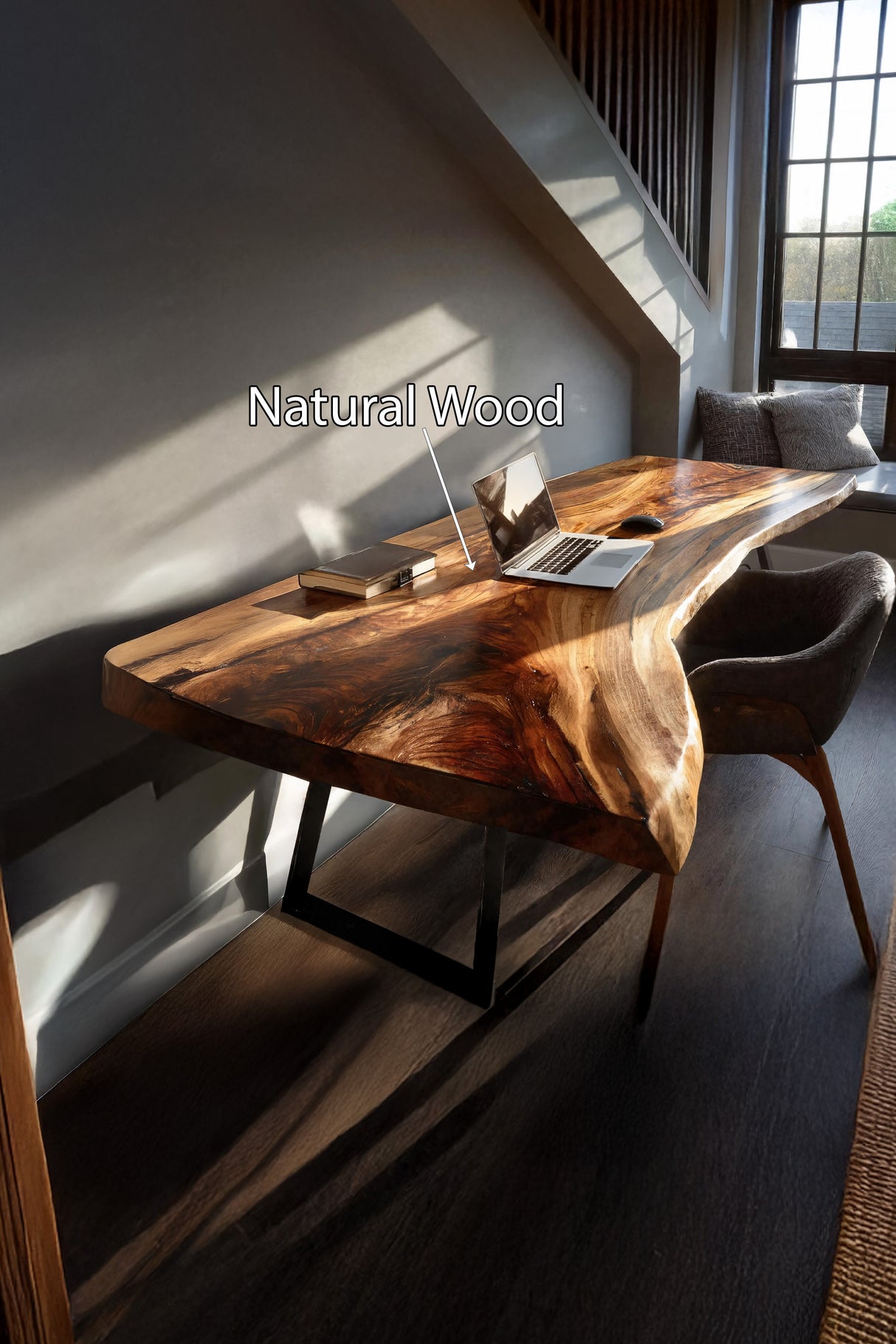 Farmhouse Handmade Live Edge Desk For Interior