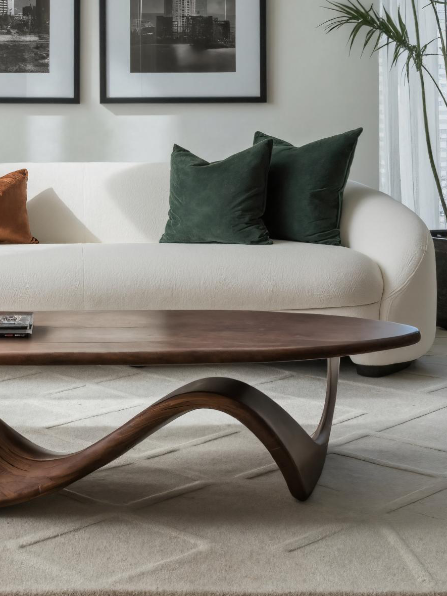 Modern Coffee Table With Wave Design For Living Room