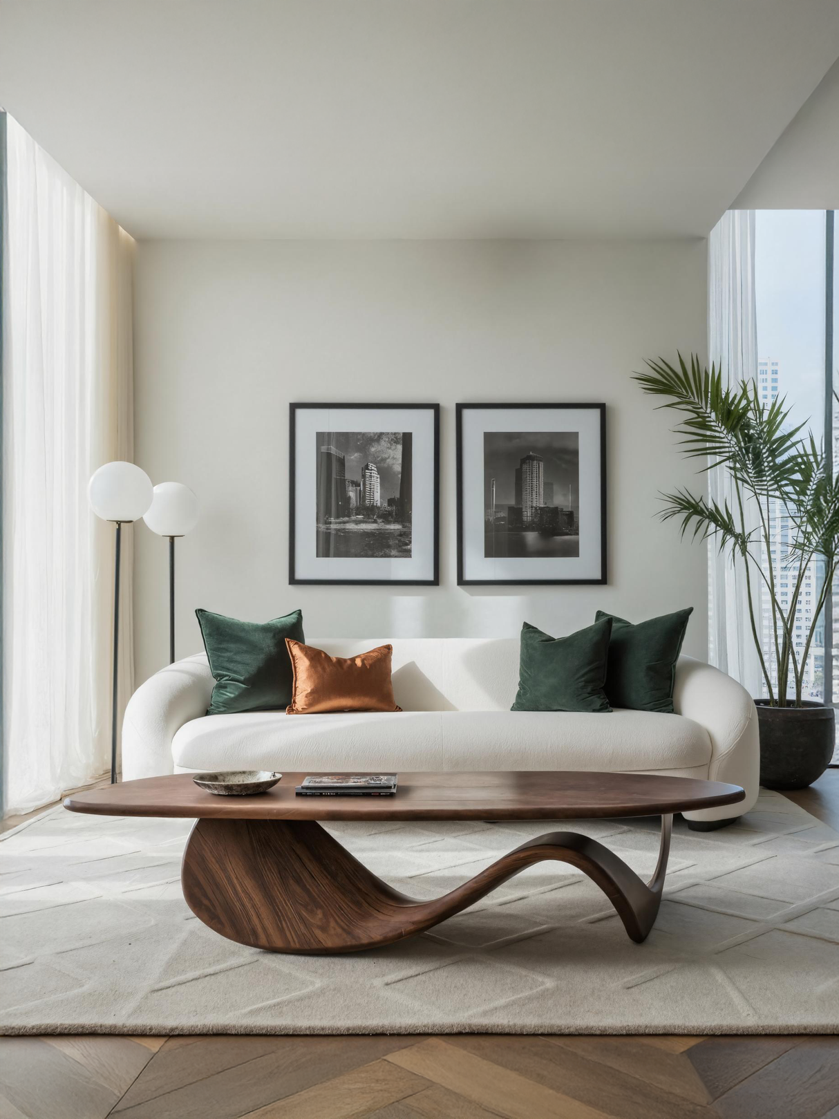 Modern Coffee Table With Wave Design For Living Room